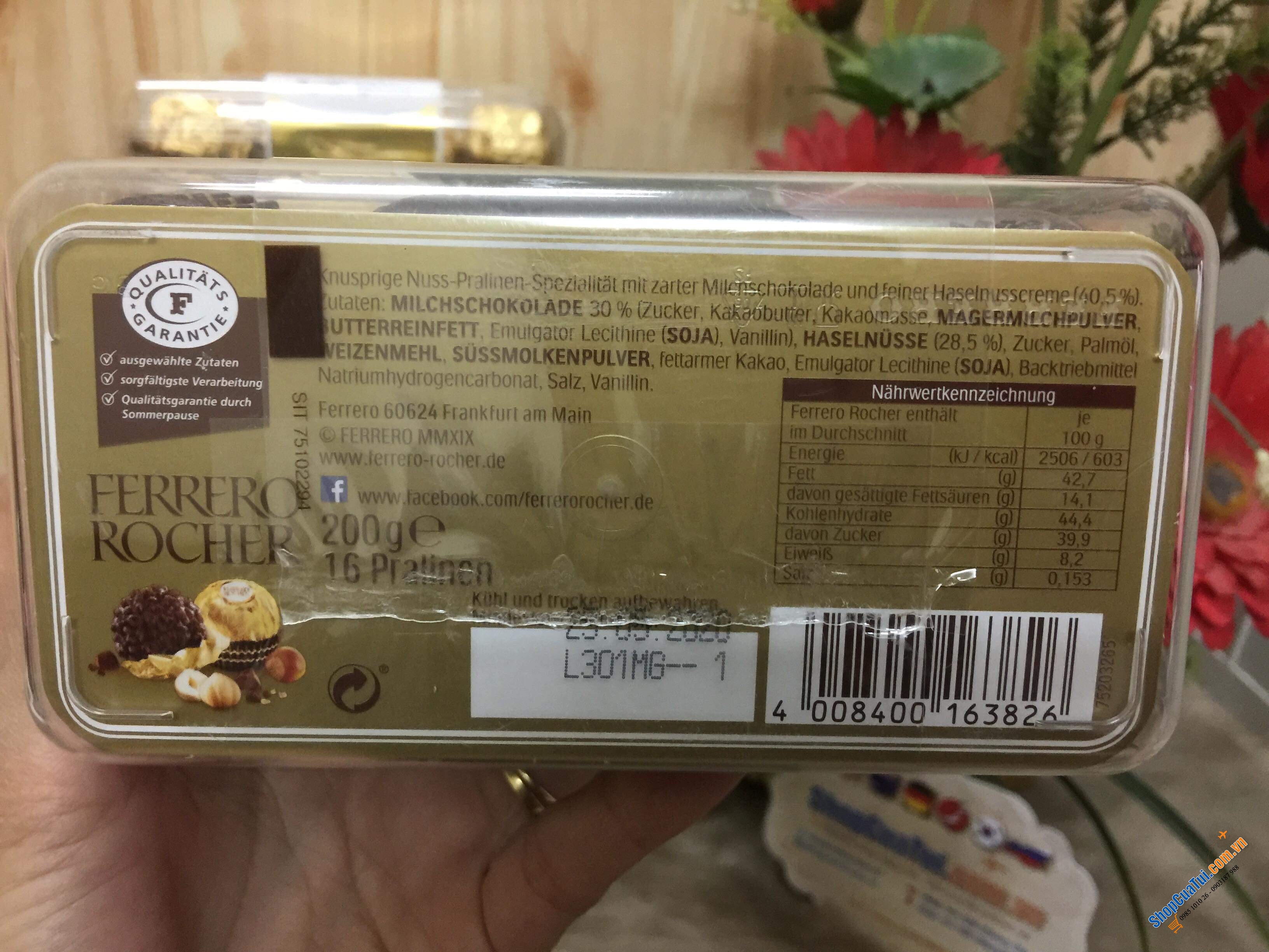 Sô cô la KẸO FERRERO ROCHER SOCOLA HỘP 16 VIÊN 200G