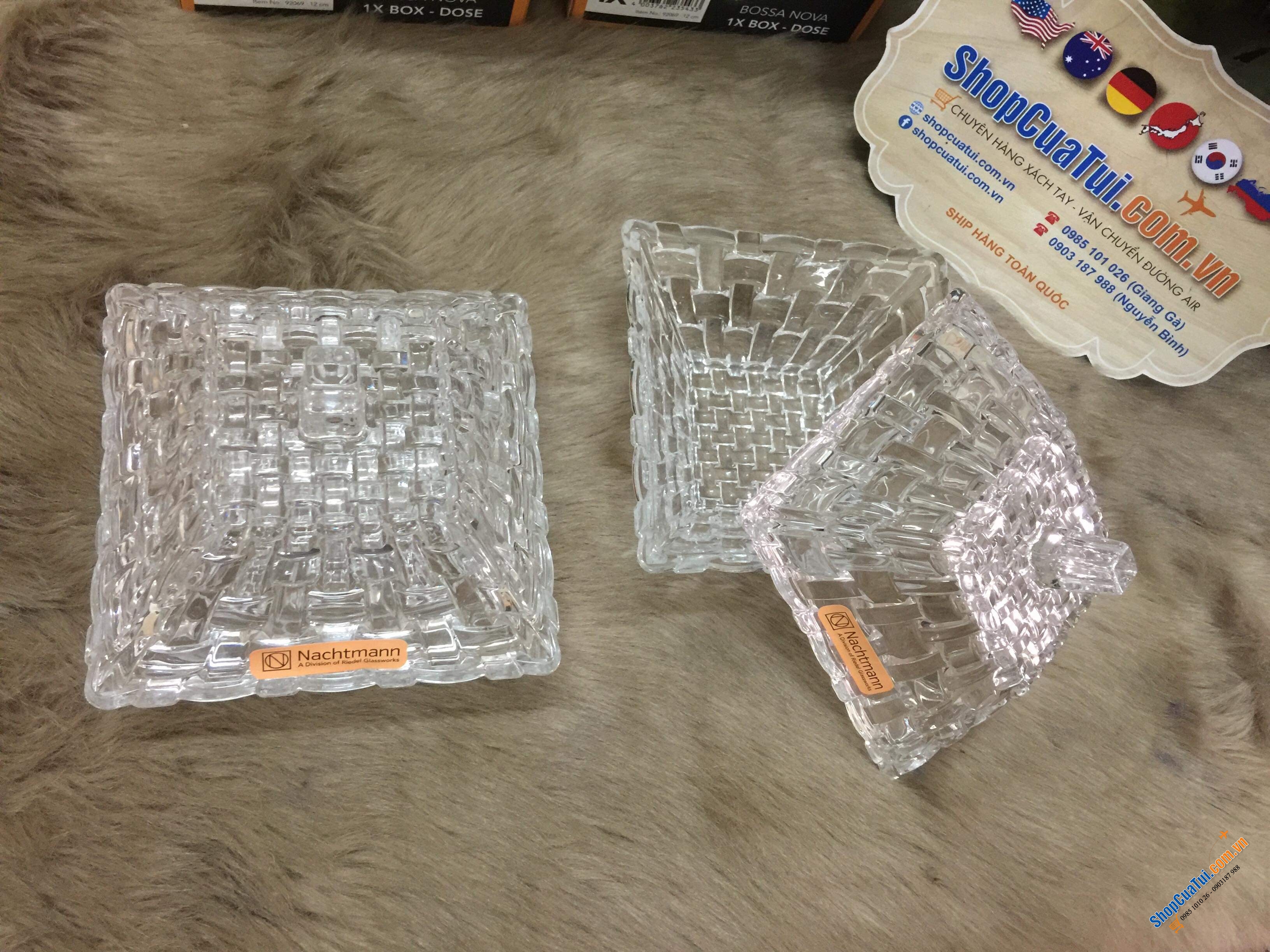 BÁT PHA LÊ NACHTMANN VUÔNG CÓ NẮP 12cmx12cm - Made in Germany - đựng mứt, ô mai, đồ ăn cực sang xịn