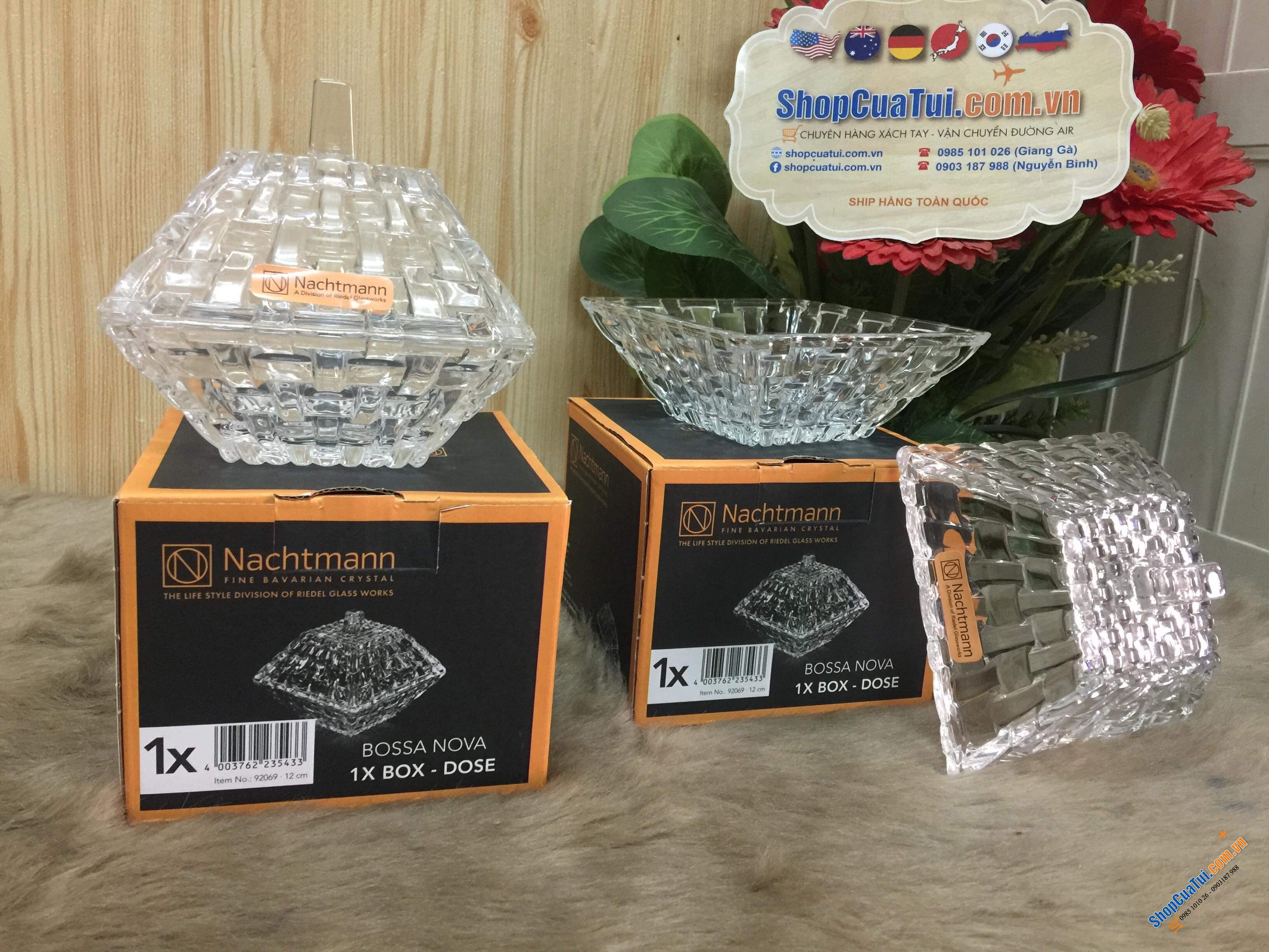 BÁT PHA LÊ NACHTMANN VUÔNG CÓ NẮP 12cmx12cm - Made in Germany - đựng mứt, ô mai, đồ ăn cực sang xịn