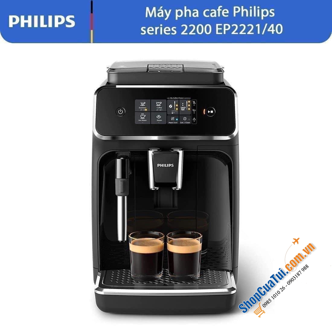 MÁY PHA CÀ PHÊ PHILIPS EP2221/40 - thưởng thức ba đặc sản cà phê thơm (espresso, cà phê, cappuccino) - dễ dàng hơn bao giờ hết
