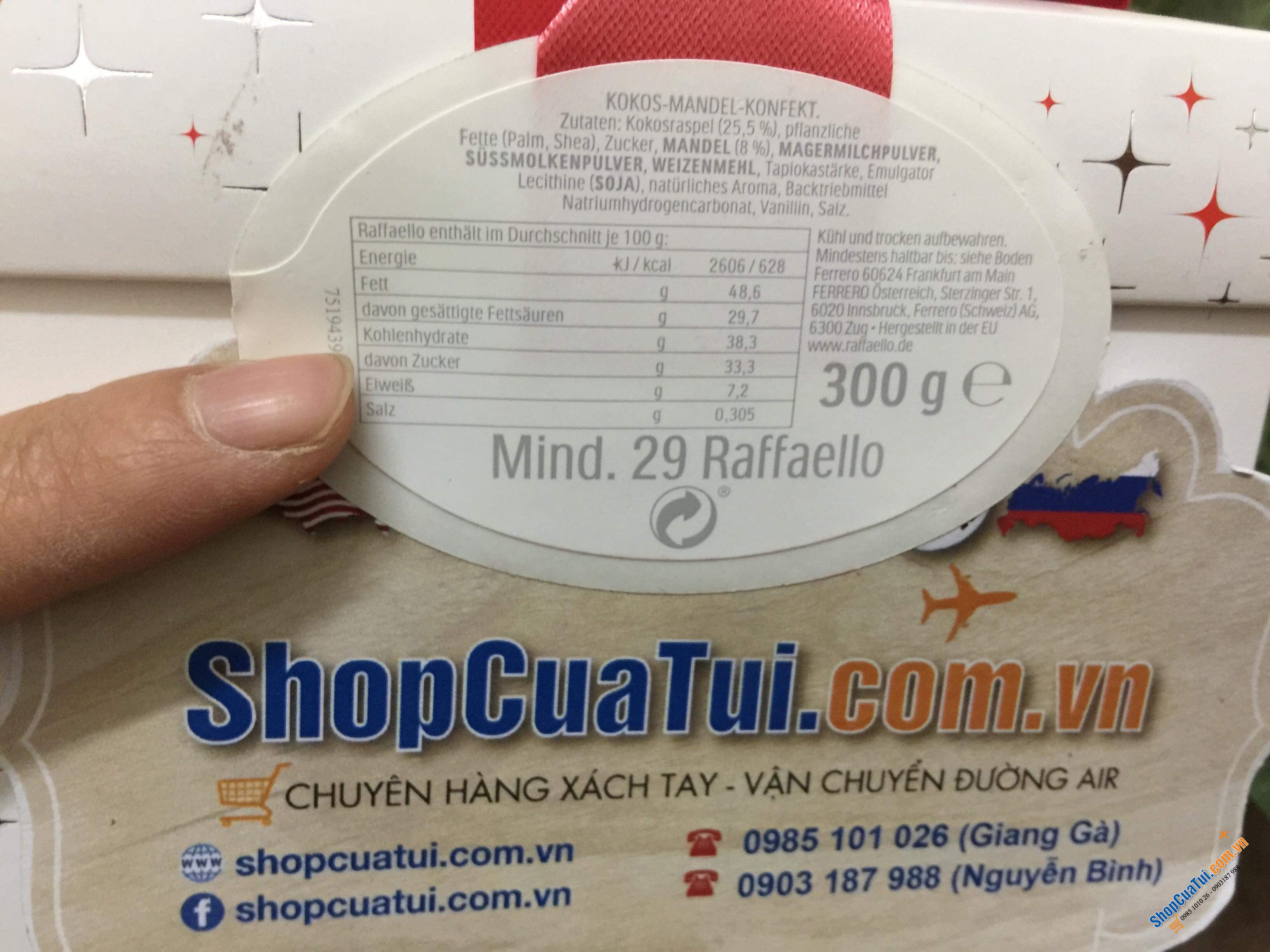 BÁNH DỪA RAFFAELLO HỘP NƠ ĐỎ 300g Đức