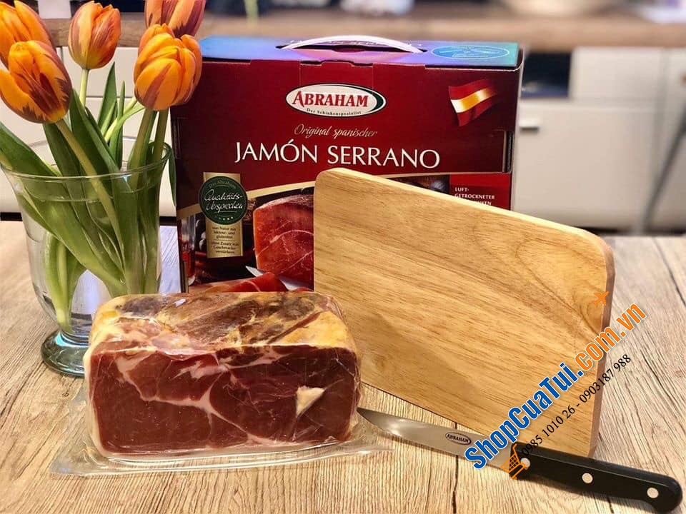 ĐÙI Heo muối, đùi  LỢN MUỐI JAMON SERRANO ABRAHAM 1kg - HÀNG THƯỢNG HẠNG LOẠI 1.