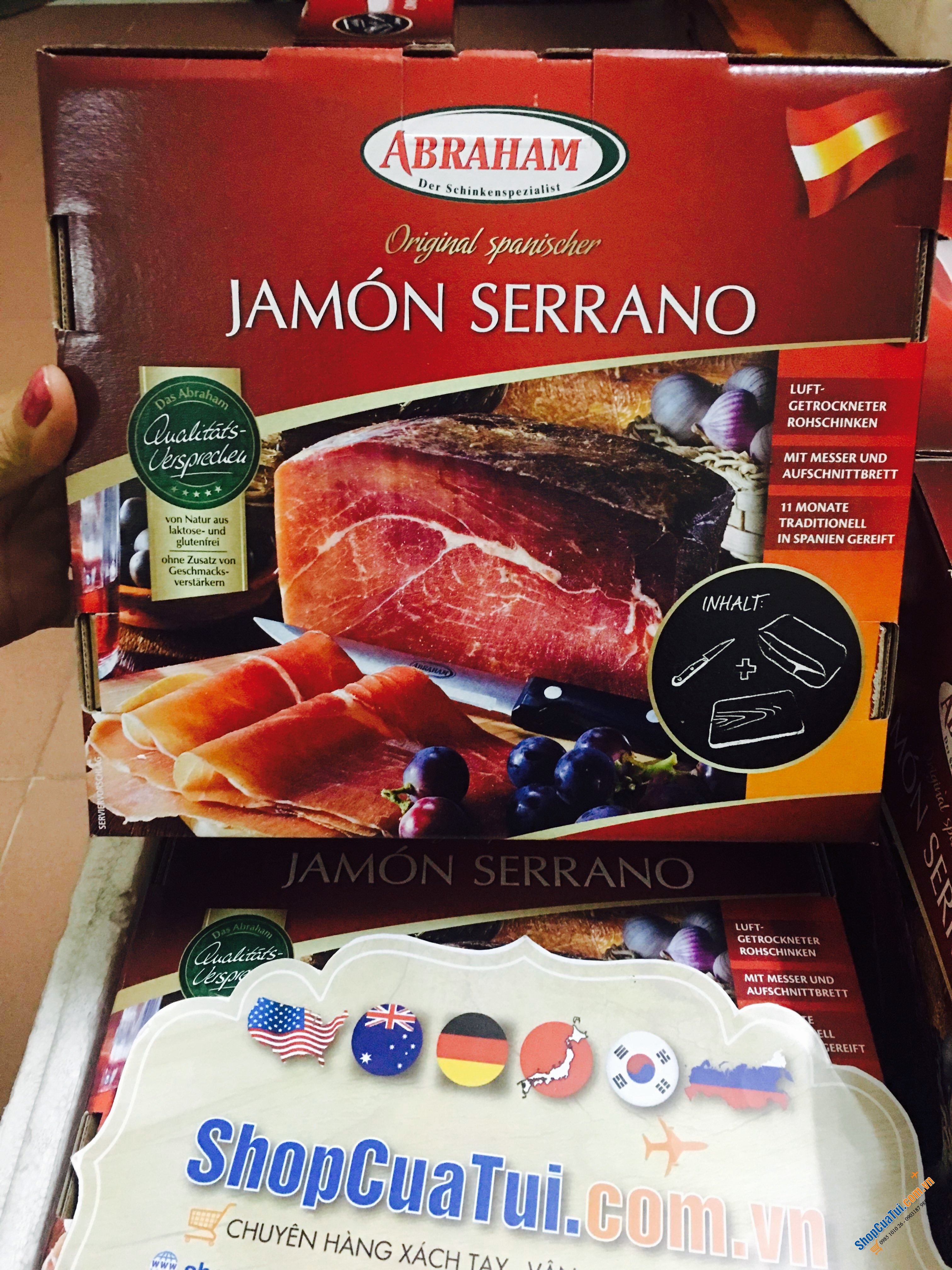 ĐÙI Heo muối, đùi  LỢN MUỐI JAMON SERRANO ABRAHAM 1kg - HÀNG THƯỢNG HẠNG LOẠI 1.