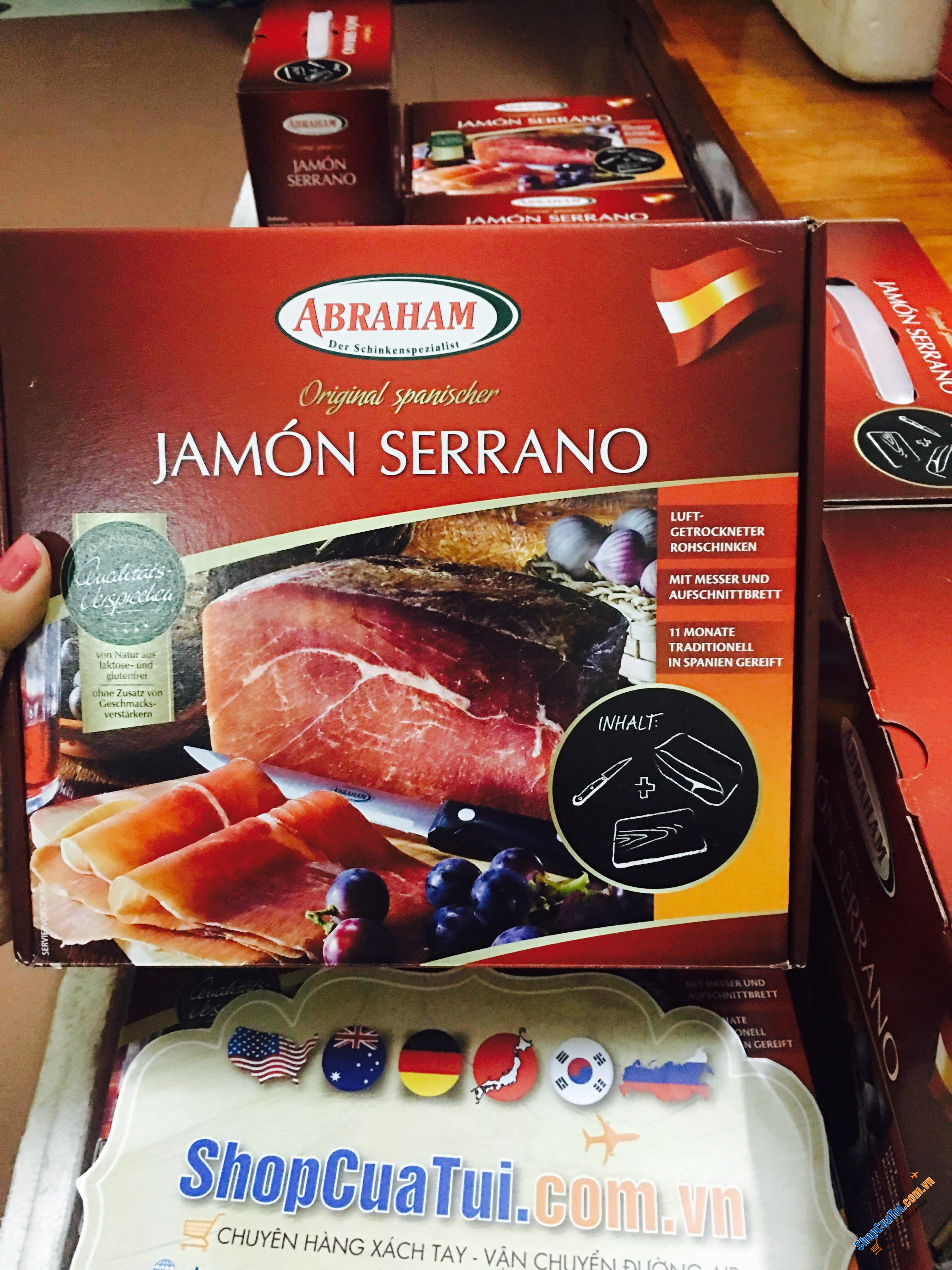 ĐÙI Heo muối, đùi  LỢN MUỐI JAMON SERRANO ABRAHAM 1kg - HÀNG THƯỢNG HẠNG LOẠI 1.