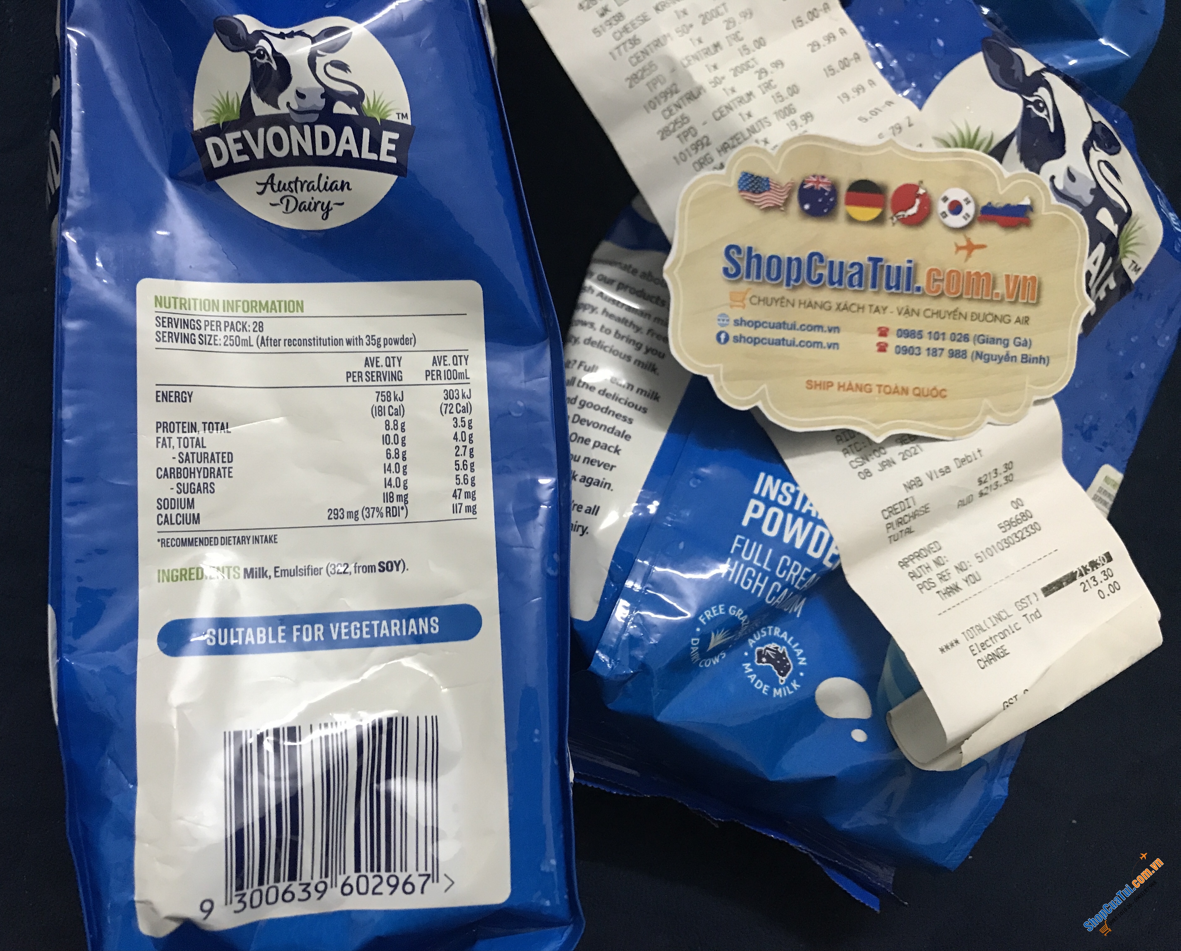 SỮA BỘT TƯƠI DEVONDALE NGUYÊN KEM - FULL KEM TÚI 1KG