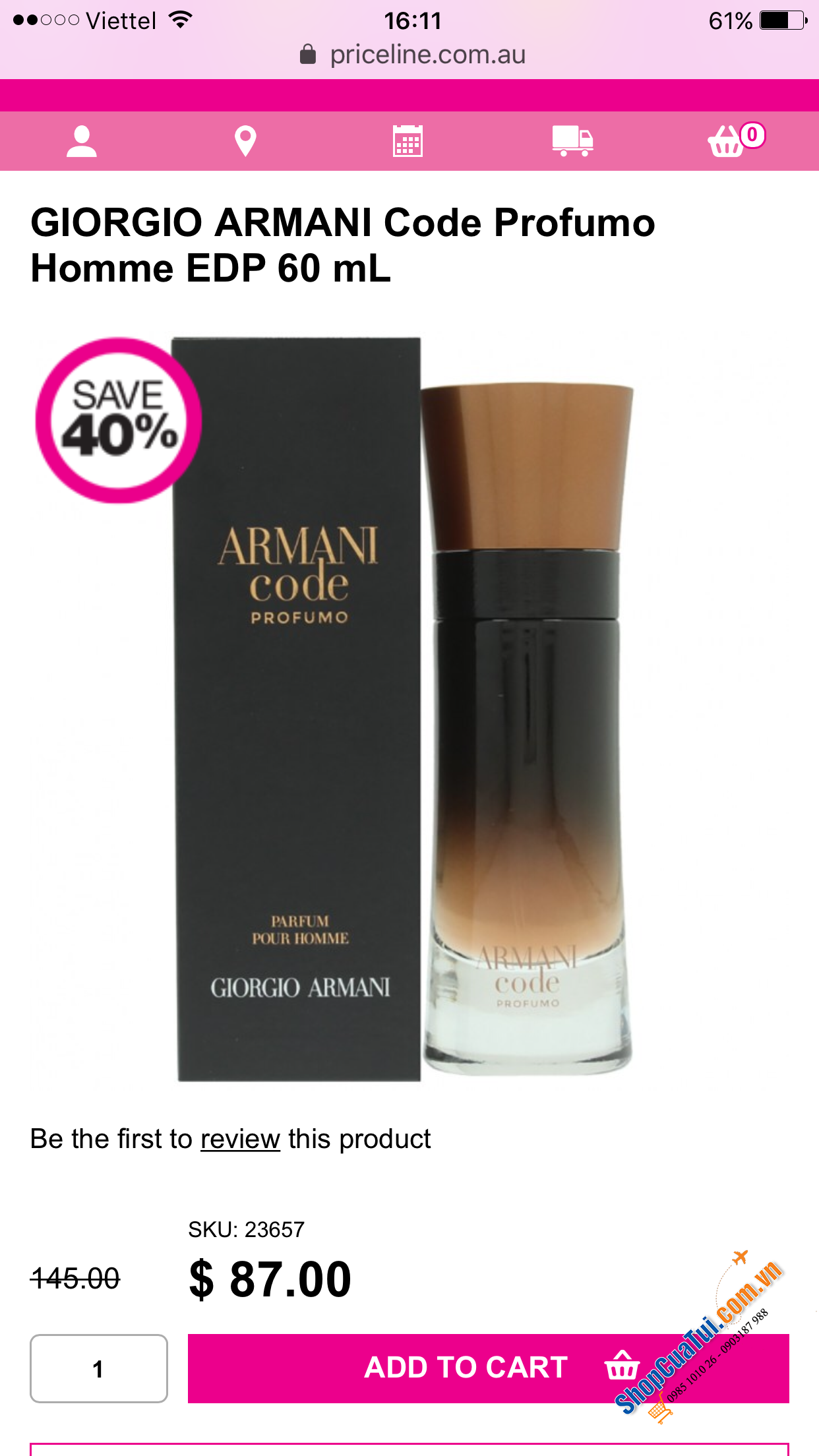 Priceline cheap armani code