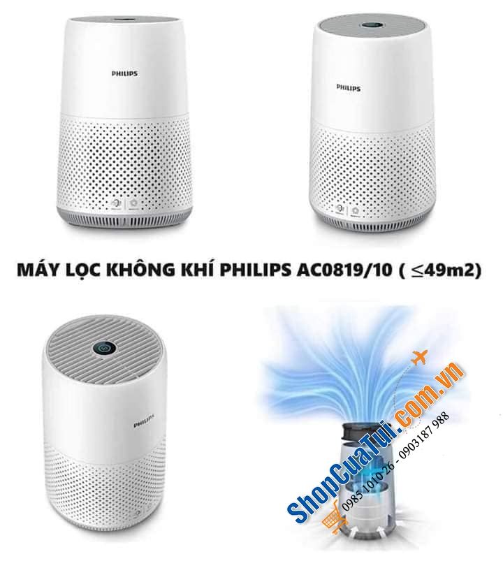 MÁY LỌC KHÔNG KHÍ PHILIPS AC0819/10 SERIES 800 - Phù hợp có phòng có diện tích dưới 49m2