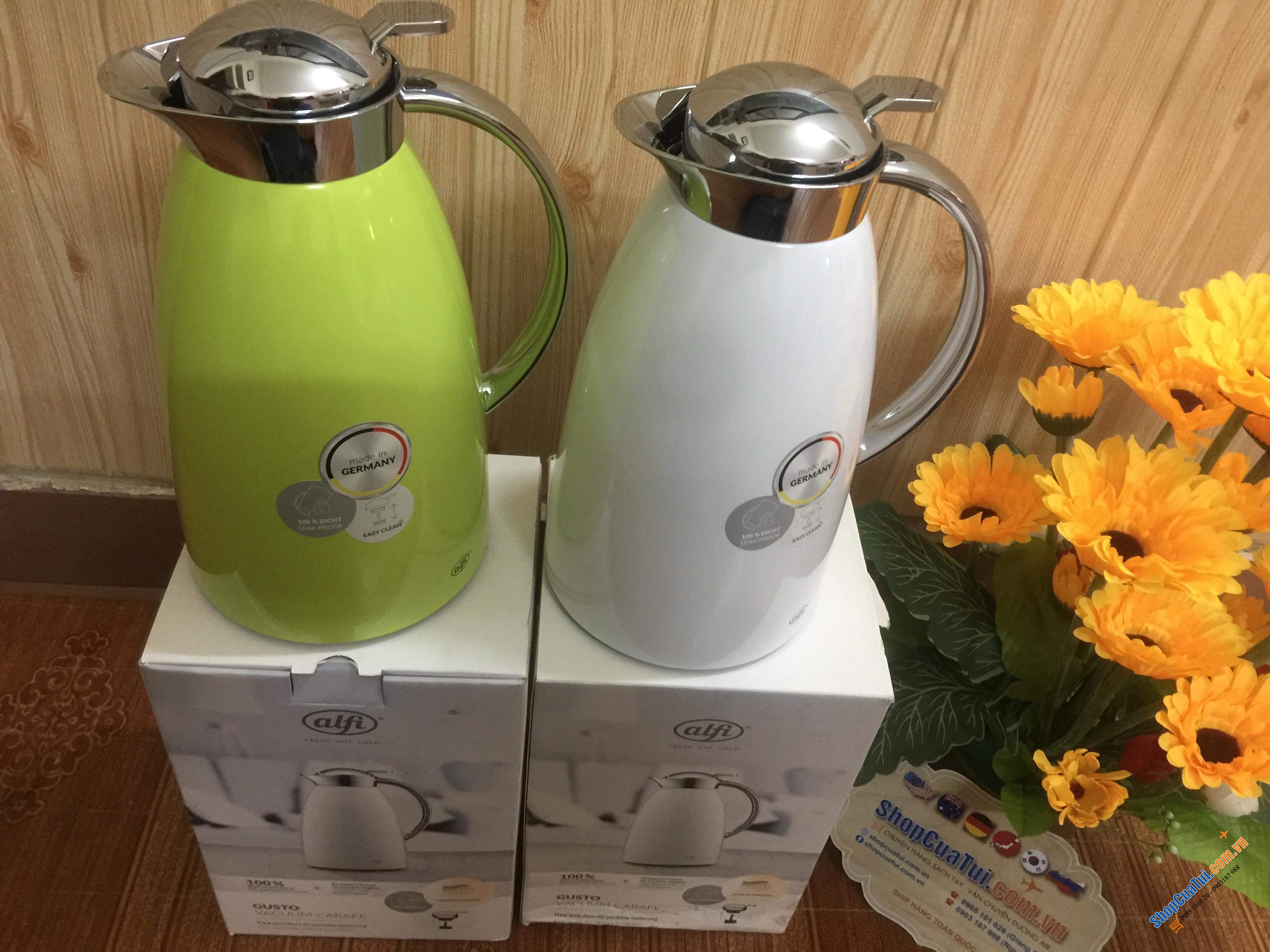 BÌNH GIỮ NHIỆT ALFI GUSTO 1L  - Made in Germany - màu trắng hoặc màu xanh