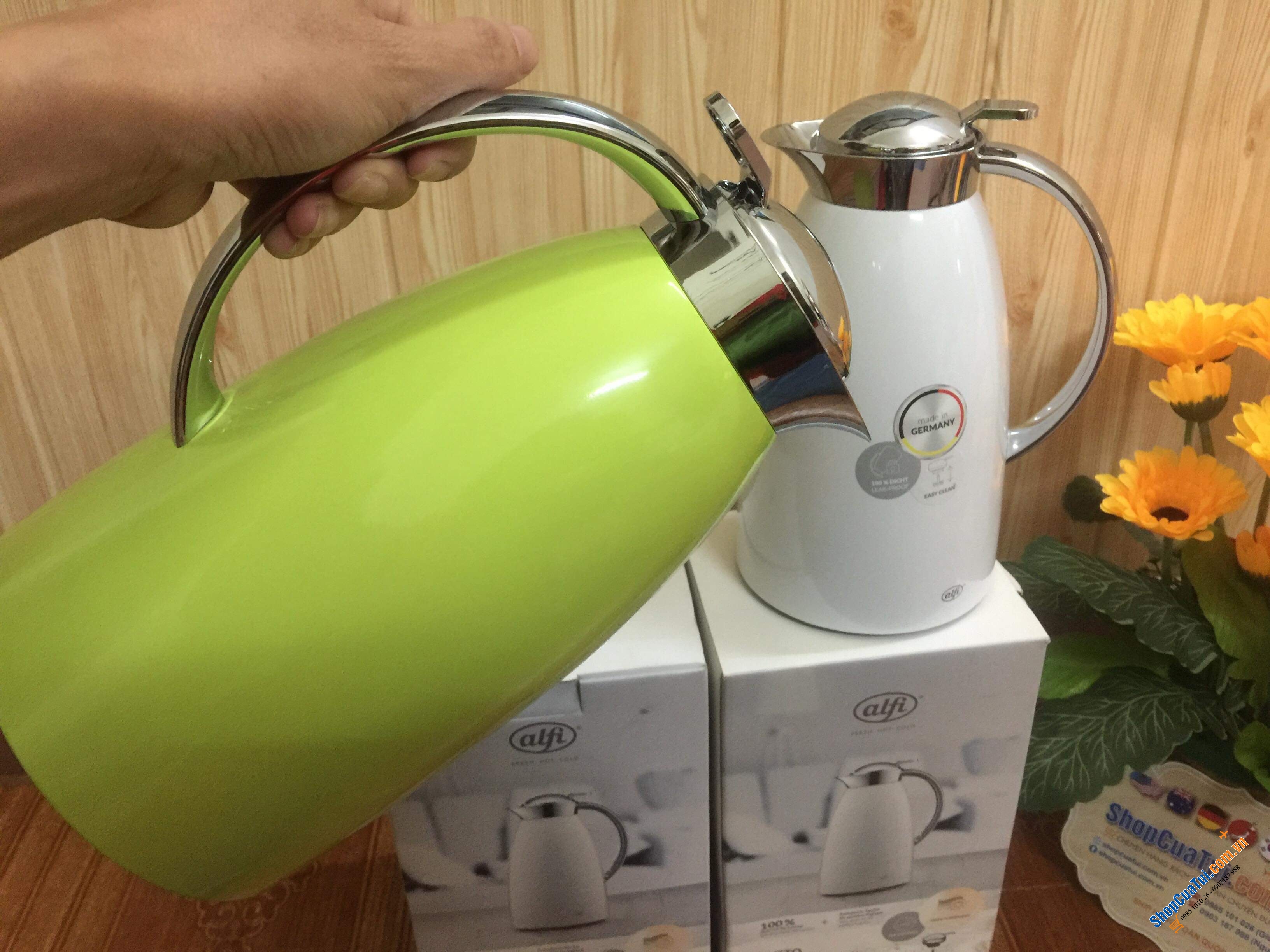 BÌNH GIỮ NHIỆT ALFI GUSTO 1L  - Made in Germany - màu trắng hoặc màu xanh