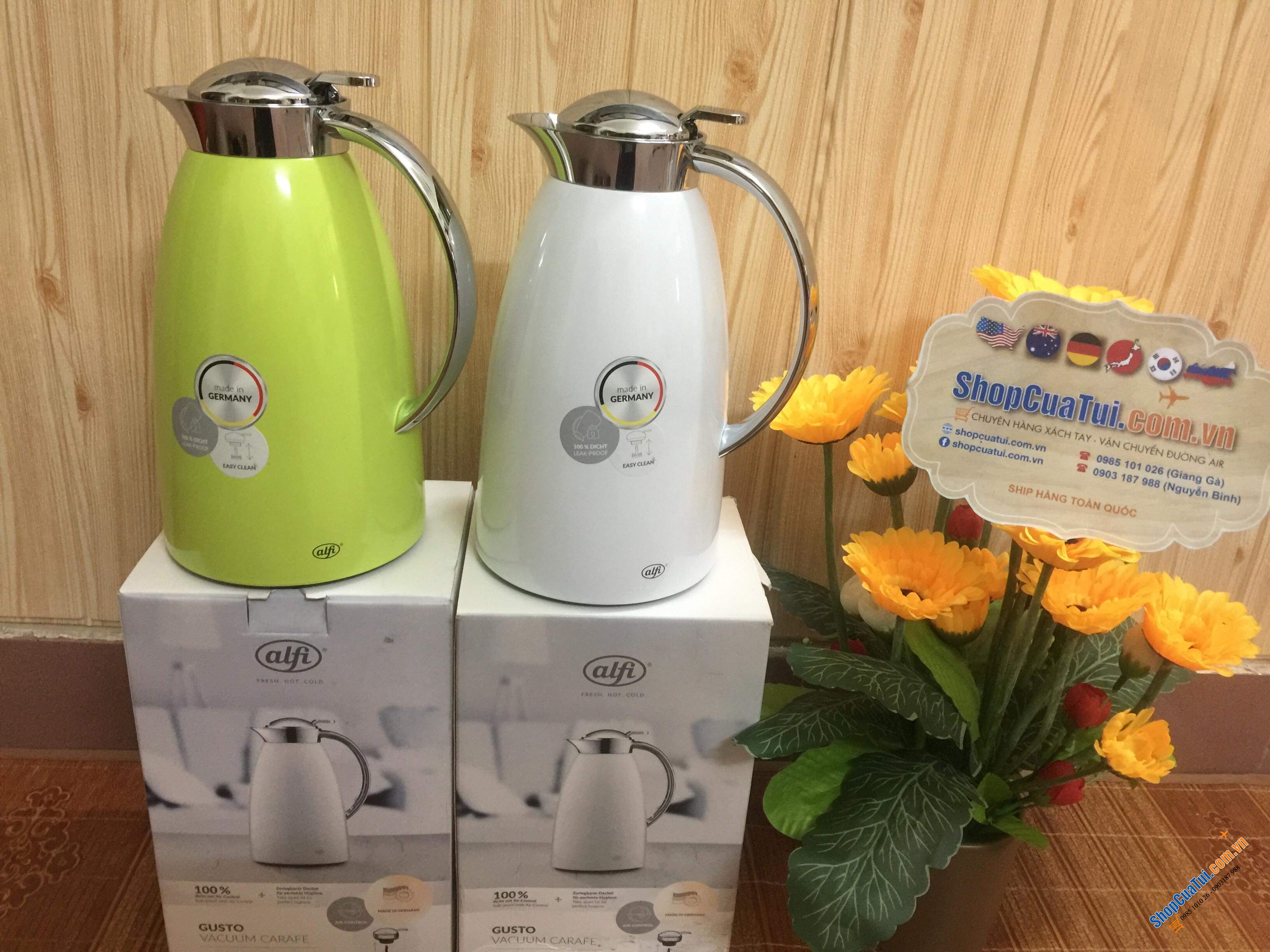 BÌNH GIỮ NHIỆT ALFI GUSTO 1L  - Made in Germany - màu trắng hoặc màu xanh