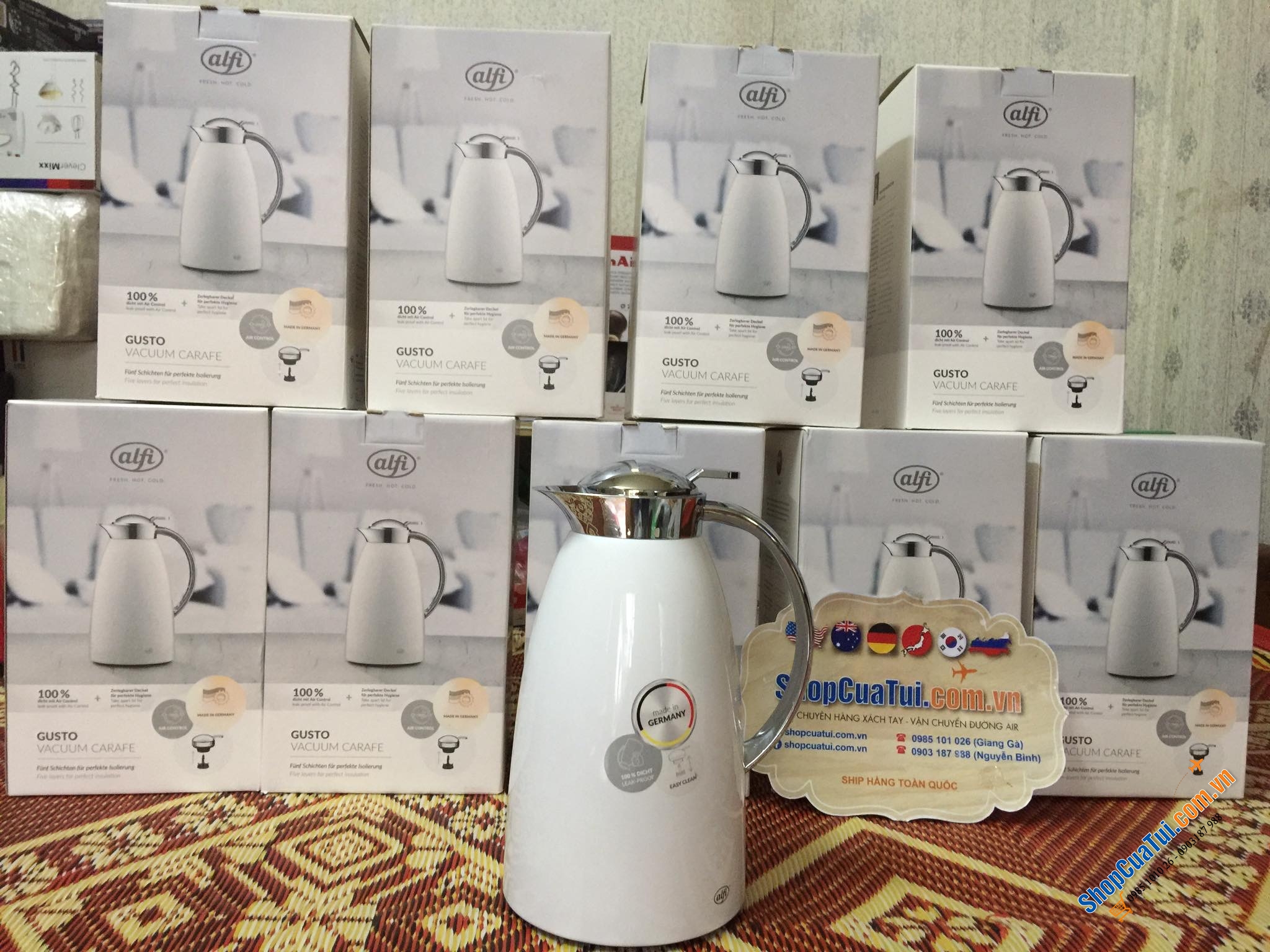 BÌNH GIỮ NHIỆT ALFI GUSTO 1L  - Made in Germany - màu trắng hoặc màu xanh