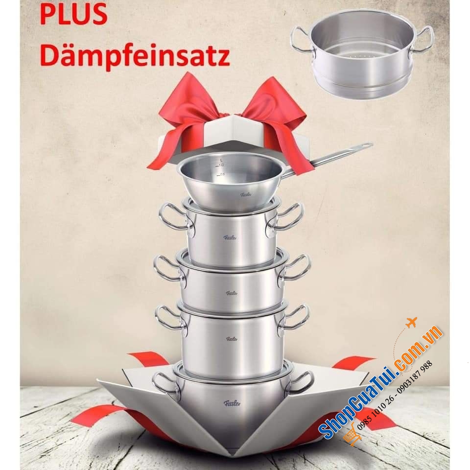 Bộ Fissler Profi Original 6 món (4 nồi + 1 xửng hấp + 1 quánh)