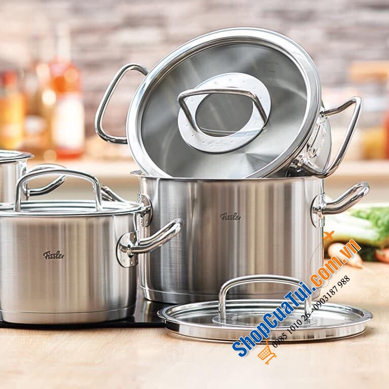 Bộ Fissler Profi Original 6 món (4 nồi + 1 xửng hấp + 1 quánh)