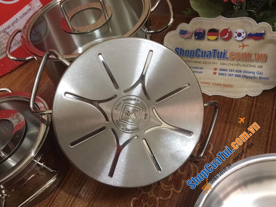 Bộ Fissler Profi Original 6 món (4 nồi + 1 xửng hấp + 1 quánh)