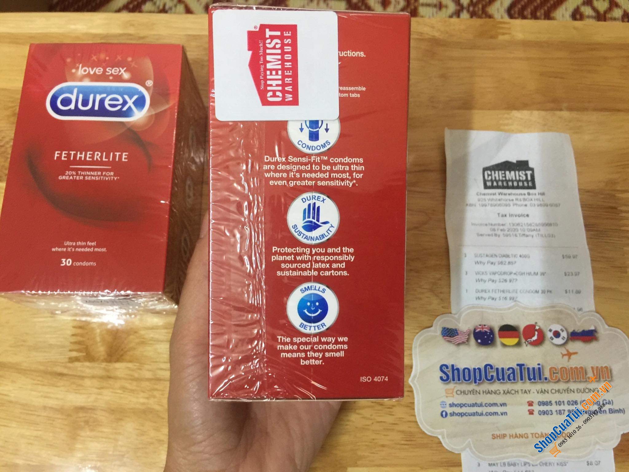 Bao cao su siêu mỏng Durex Fetherlite Ultra Thin Feel Condoms Extra Sensitive 30 Pack