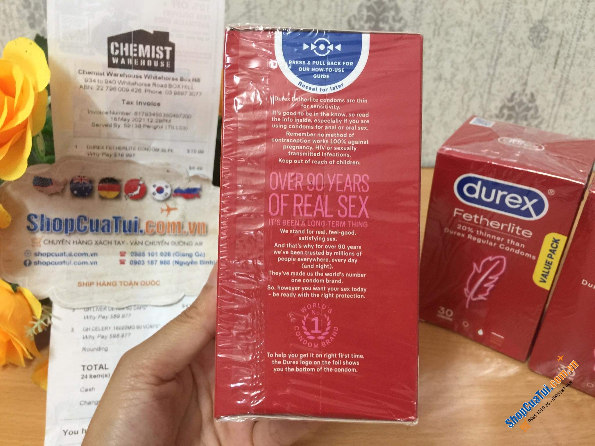 Bao cao su siêu mỏng Durex Fetherlite Ultra Thin Feel Condoms Extra Sensitive 30 Pack