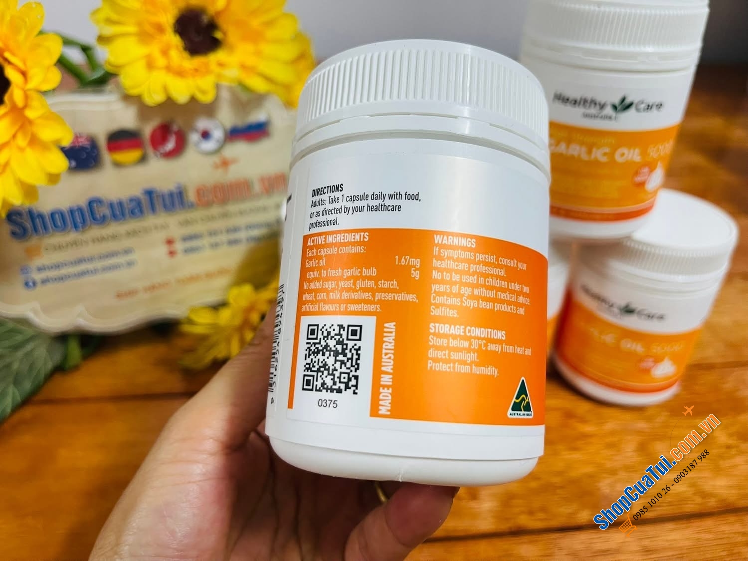 VIÊN UỐNG TINH DẦU TỎI Healthy Care High Strength Garlic Oil 5000mg lọ 150 viên. (mẫu mới nhất)