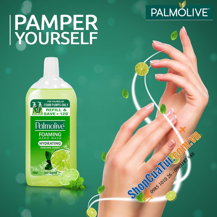Nước rửa tay kháng khuẩn dạng bọt Palmolive Foaming Antibacterial Hand Wash Lime & Mint Pump 500ml