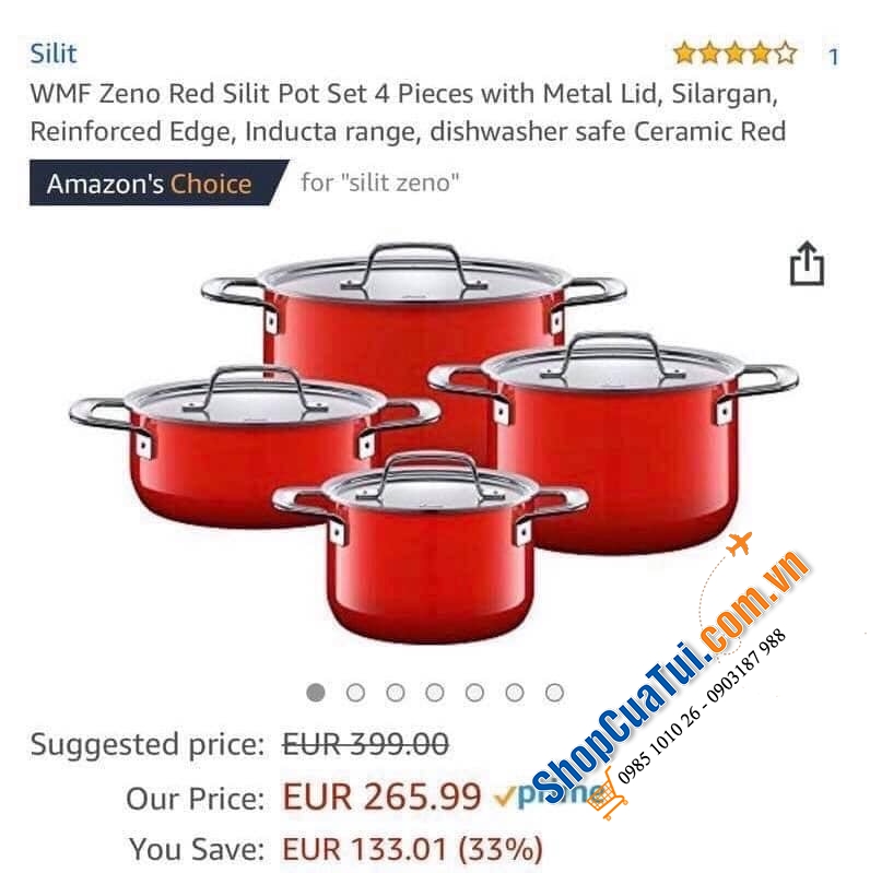 Bộ nồi Silit Silargan Zeno vung thép 4 món - Made in Germany - Hãng bảo hành 30 năm