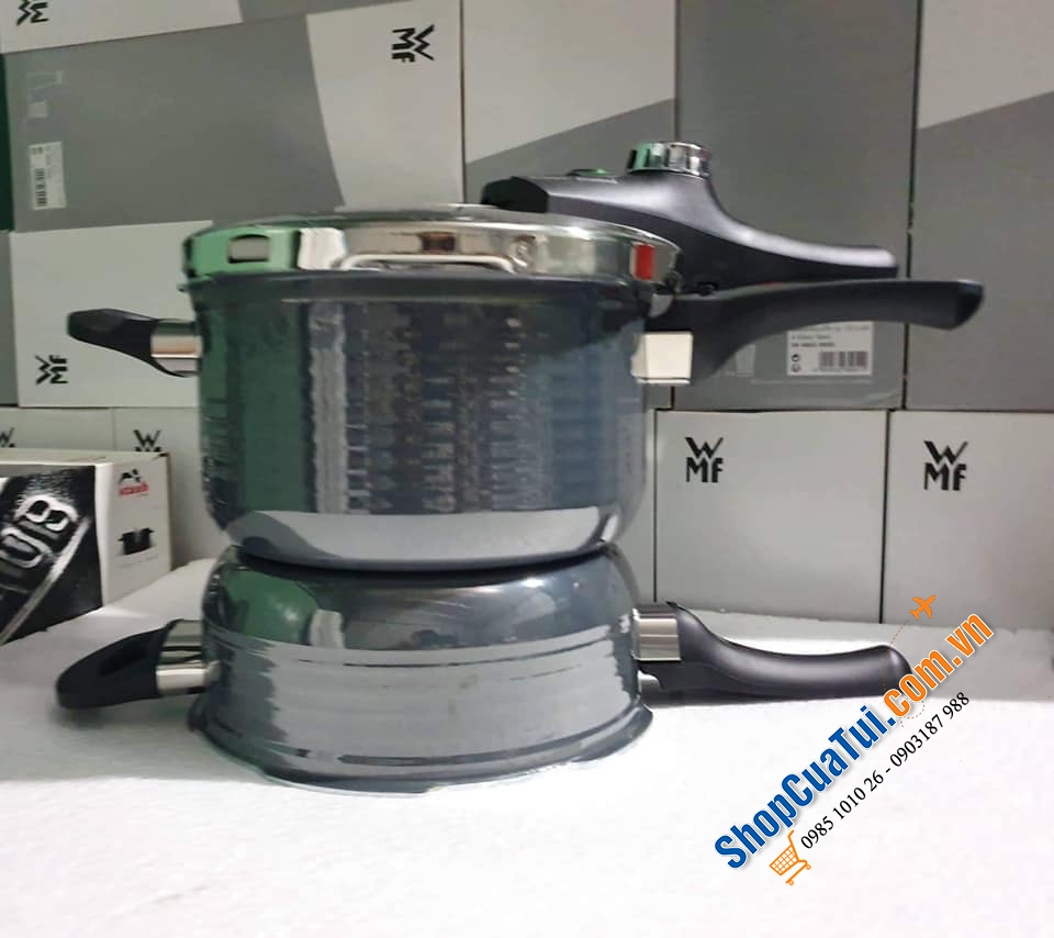 SET NỒI ÁP SUẤT SILIT SICOMATIC ECONTROL MÀU GHI DUNG TÍCH 4,5L + 3L - MADE IN GERMANY.