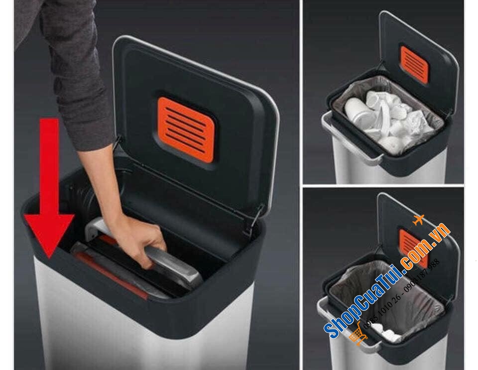Thùng rác “Thạch Sanh” Joseph Joseph 30 lít có khả năng tự nén được 90 lít rác