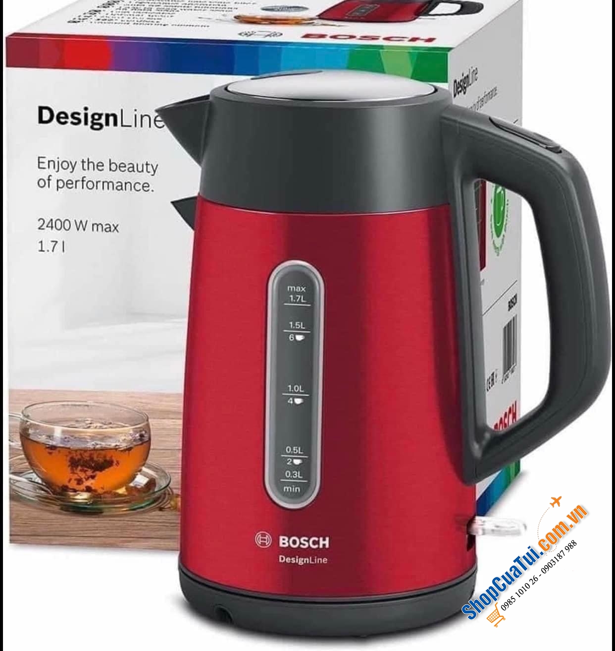 Ấm siêu tốc Bosch TWK4P434 1,7 Lít, công suất lớn 2400w