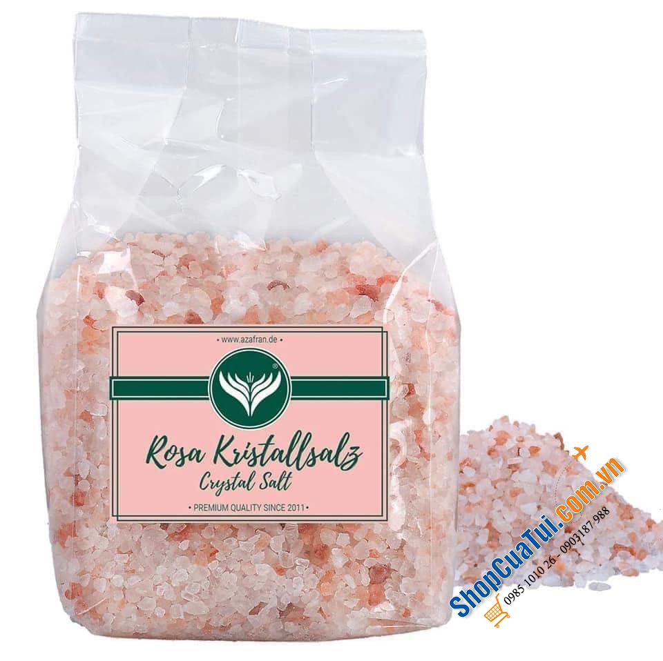 MUỐI HỒNG AZAFRAN ROSA KRISTALK SALZ túi 1kg - MUỐI HỒNG HIMALAYA TÚI 1KG LOẠI HỘT CHƯA XAY hoặc ĐÃ XAY