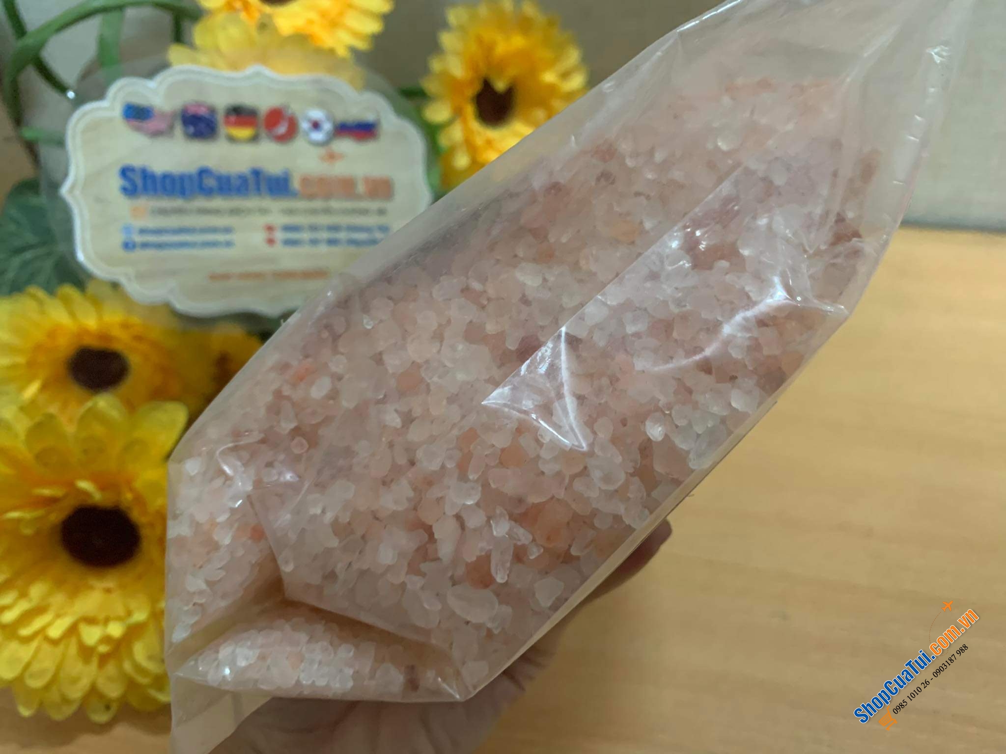 MUỐI HỒNG AZAFRAN ROSA KRISTALK SALZ túi 1kg - MUỐI HỒNG HIMALAYA TÚI 1KG LOẠI HỘT CHƯA XAY hoặc ĐÃ XAY