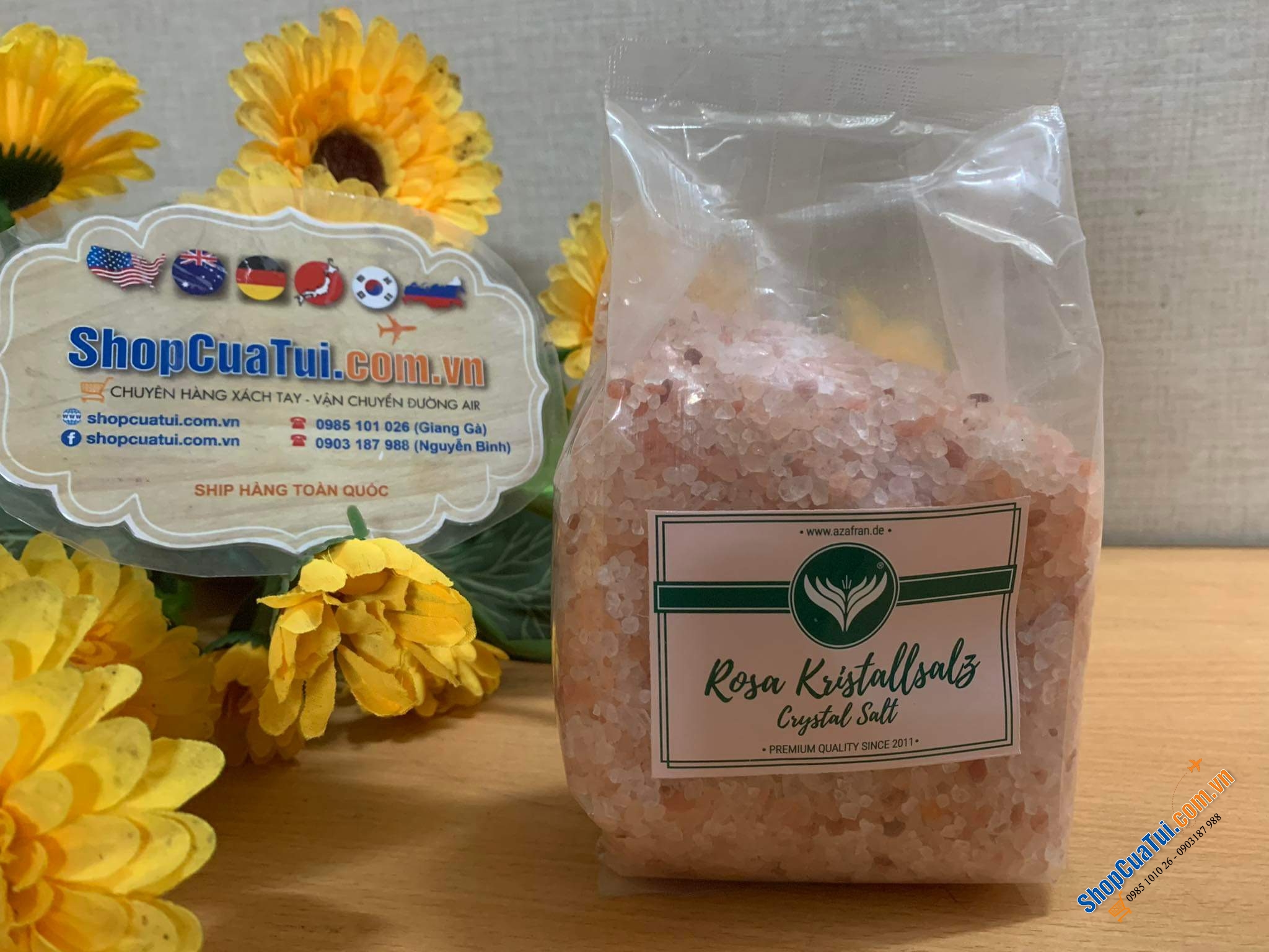 MUỐI HỒNG AZAFRAN ROSA KRISTALK SALZ túi 1kg - MUỐI HỒNG HIMALAYA TÚI 1KG LOẠI HỘT CHƯA XAY hoặc ĐÃ XAY