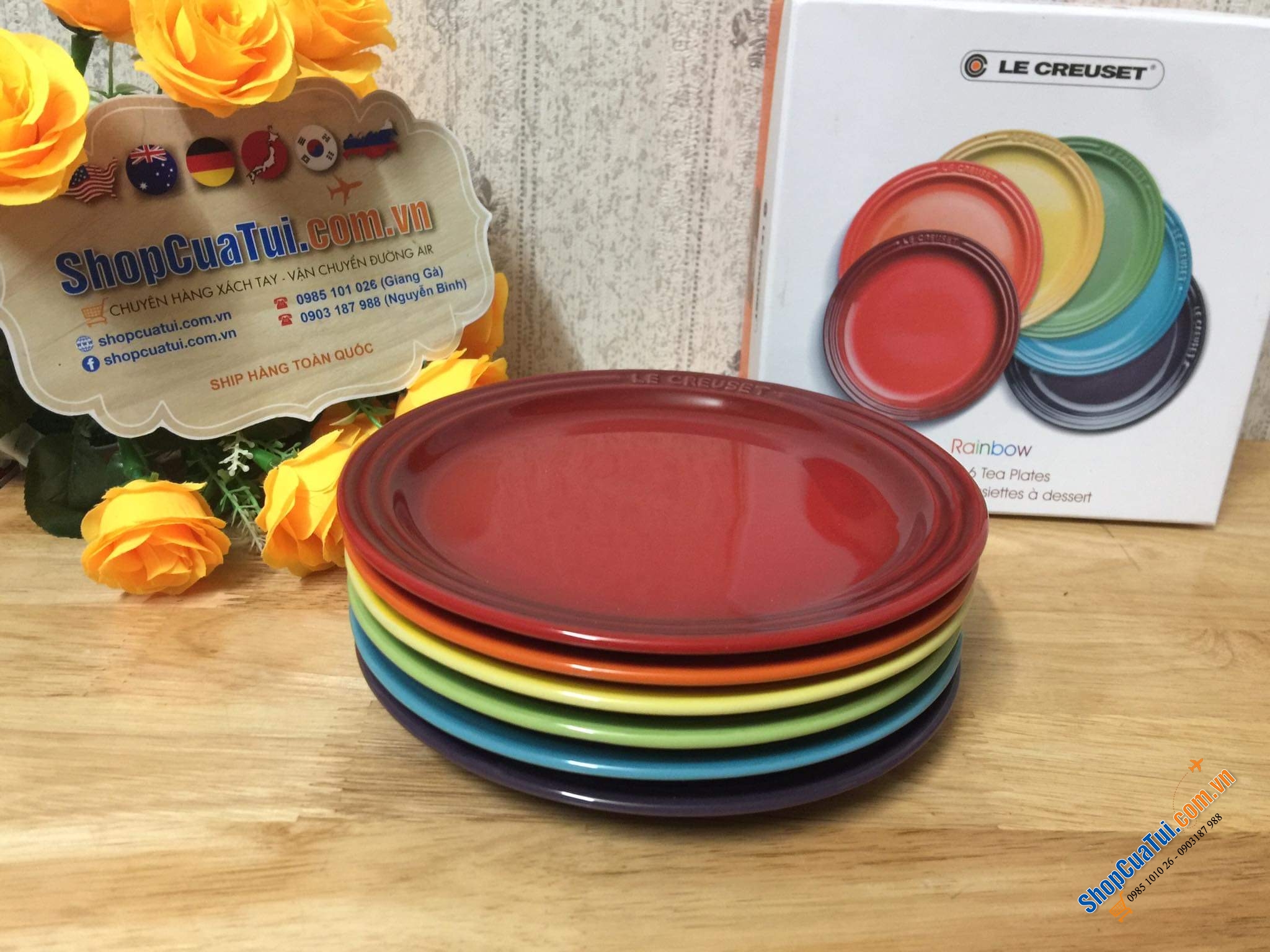 BỘ ĐĨA CẦU VỒNG - BỘ ĐĨA  LE CREUSET 6 CHIẾC 18cm CÁC MÀU