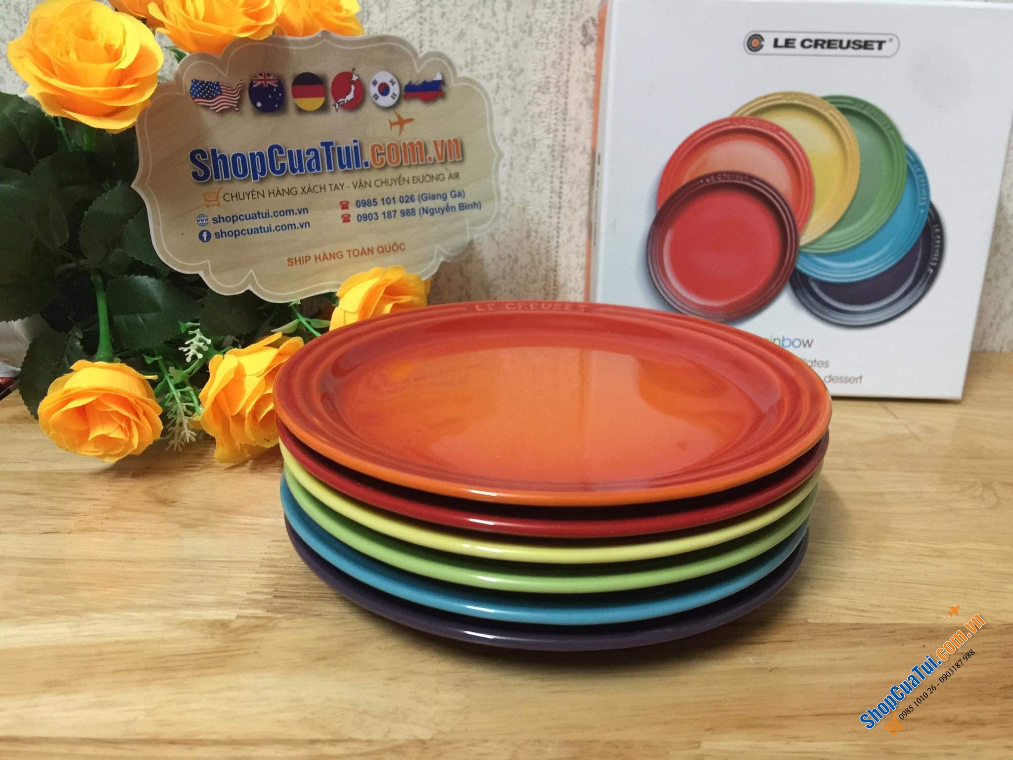 BỘ ĐĨA CẦU VỒNG - BỘ ĐĨA  LE CREUSET 6 CHIẾC 18cm CÁC MÀU