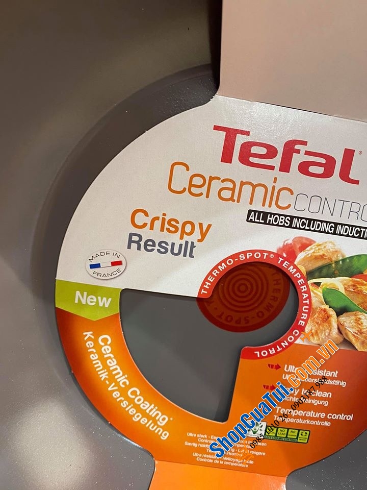 CHẢO XÀO TEFAL CERAMIC CONTROL LÒNG GỐM 28 CM - MADE IN FRANCE.