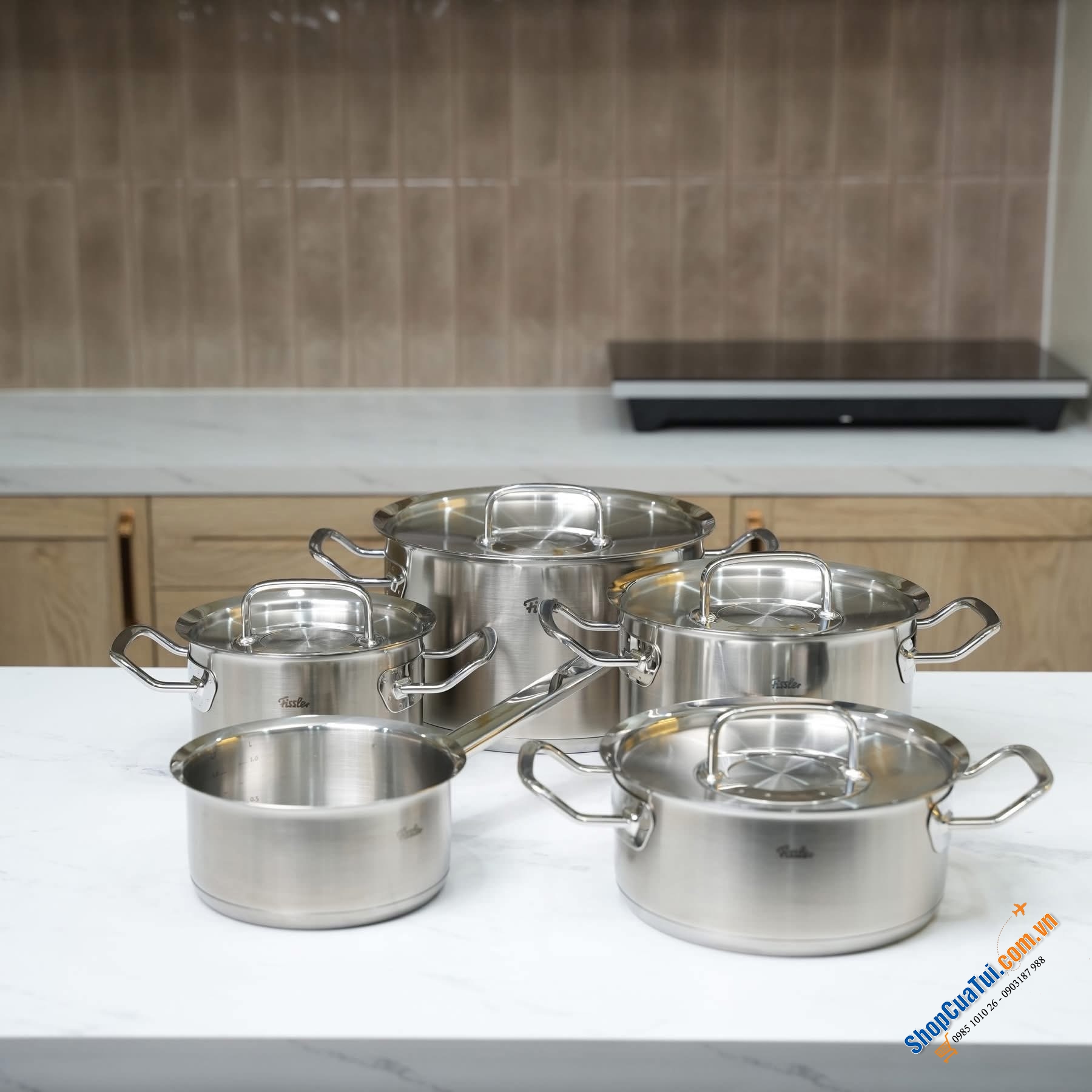 Bộ nồi Fissler Profi set 5 món kèm quánh vung kính made in Germany