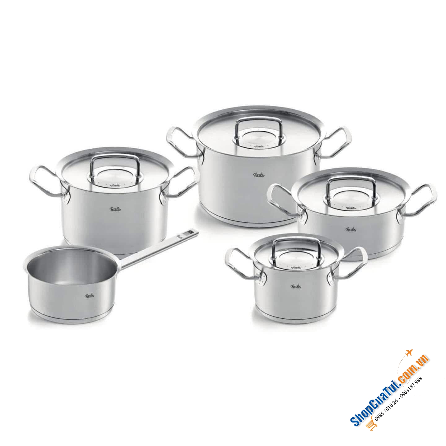 Bộ nồi Fissler Profi set 5 món kèm quánh vung kính made in Germany