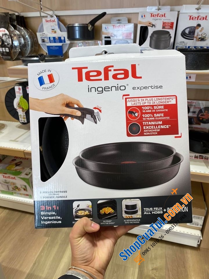 SET 2 CHẢO TEFAL INGENIO EXPERTISE 22-26 CM CÁN RỜI - hàng MADE IN FRANCE - cực bền.