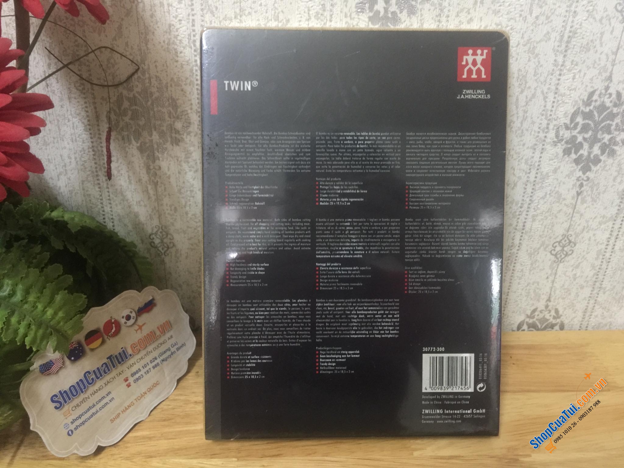 THỚT TRE ZWILLING TWIN CHẶT THÁI SZ NHỎ 25 x 18,5 CM