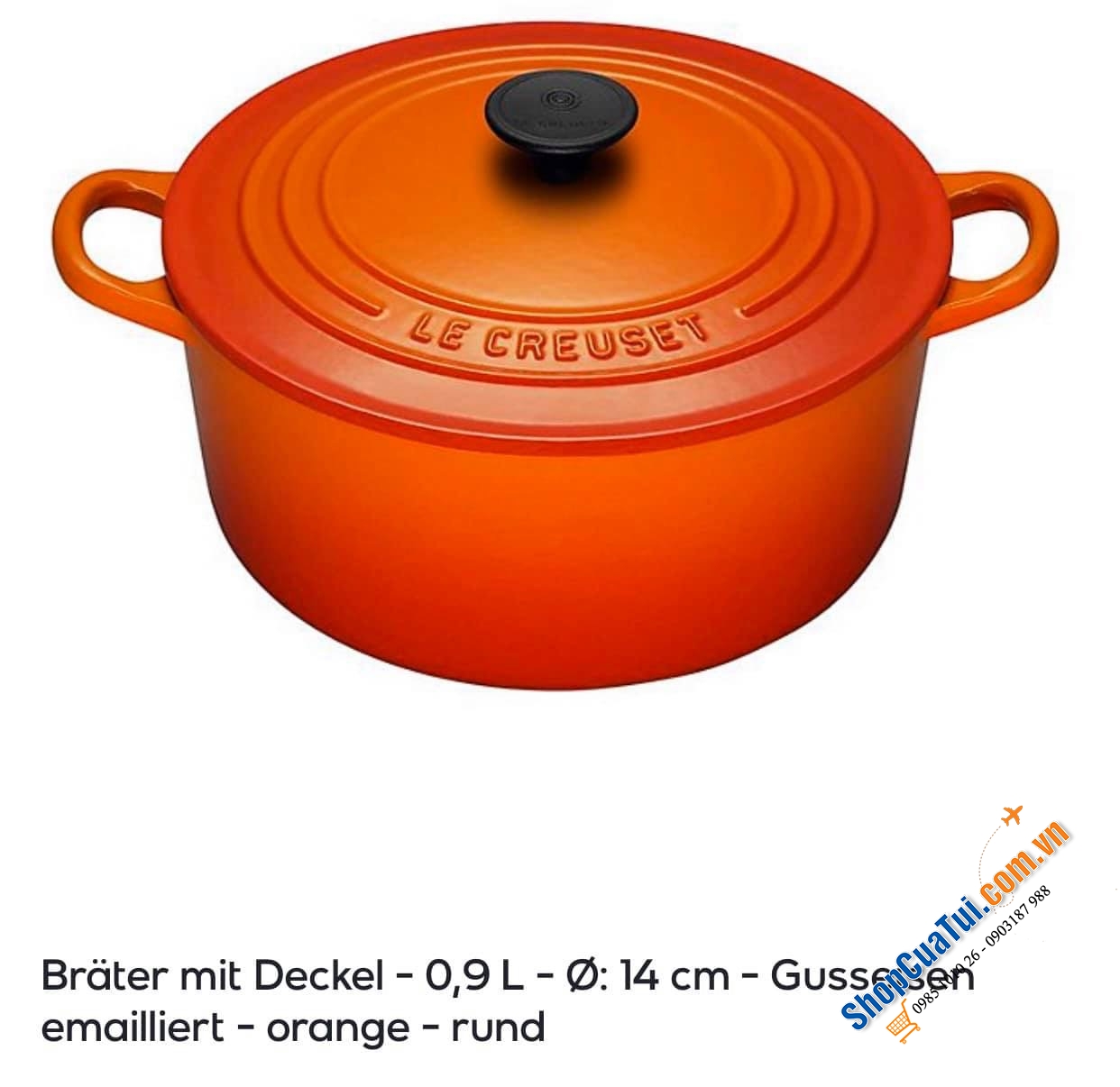 Nồi gang Lecreuset phi 14 cm - dung tích 0,9l.
