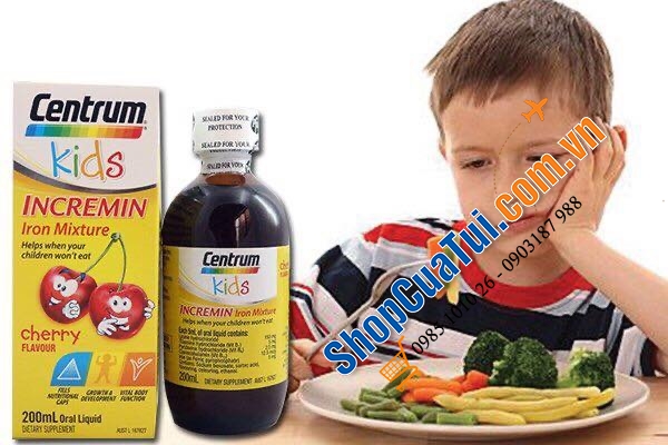 Siro Centrum Kids Incremin Iron Mixture 200ml của Úc dành cho trẻ biếng ăn, thấp còi, cần bổ sung vitamin