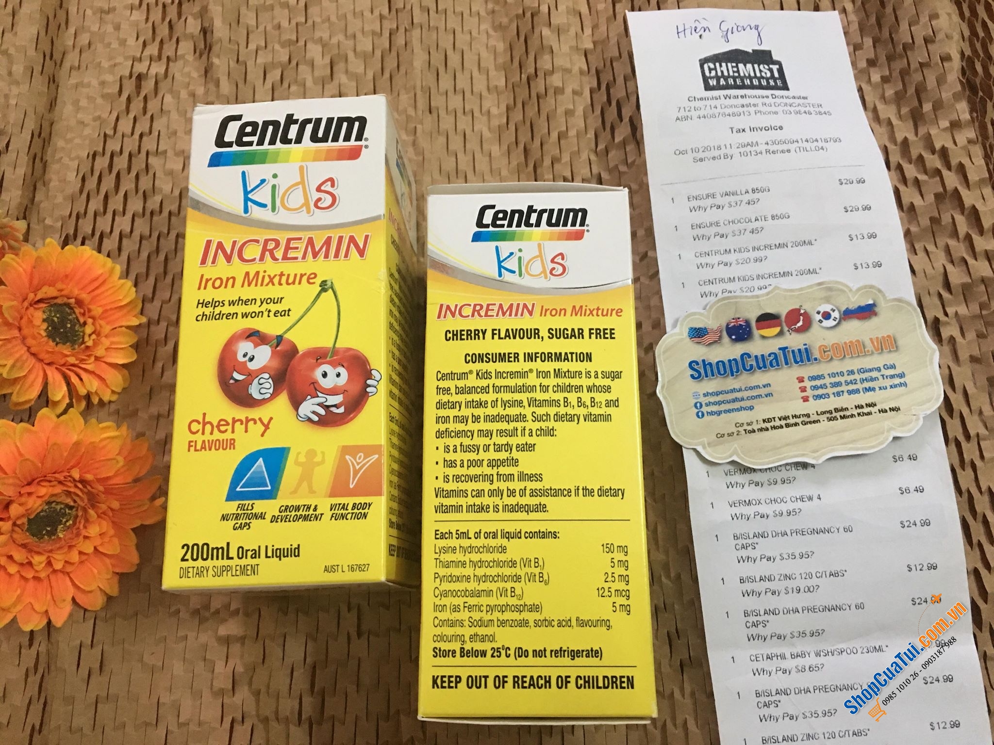 Siro Centrum Kids Incremin Iron Mixture 200ml của Úc dành cho trẻ biếng ăn, thấp còi, cần bổ sung vitamin