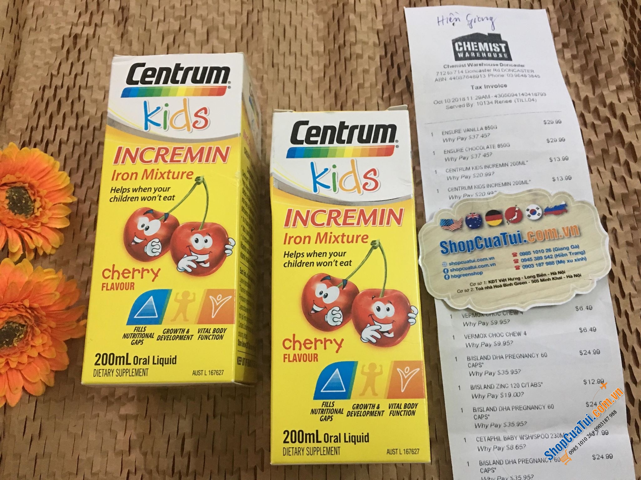 Siro Centrum Kids Incremin Iron Mixture 200ml của Úc dành cho trẻ biếng ăn, thấp còi, cần bổ sung vitamin