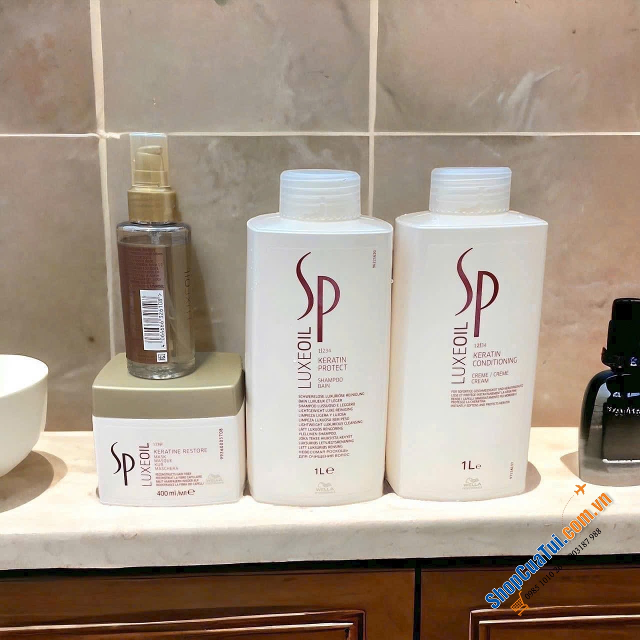 Combo 3 loại: DẦU GỘI +  XẢ + Ủ TÓC SP LUXE OIL KERATIN PROTECT PHỤC HỒI TÓC 1000ML x 2 VÀ REPAIR - MADE IN GERMANY - Dòng tốt nhất.