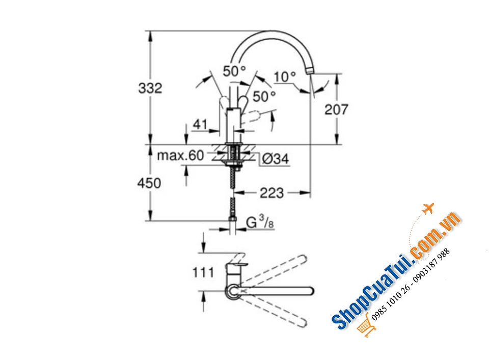 Vòi bếp Grohe BauEdge - hàng nội địa Đức sản xuất tại Bồ Đào Nha.