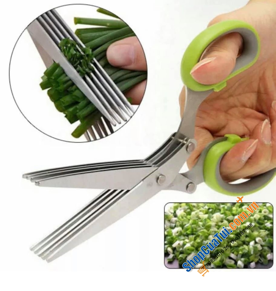 Kéo cắt vụn rau thơm, hành Ernesto 5 lưỡi dùng để cắt nhỏ hành, các loại rau thơm, gia vị khi nấu ăn.