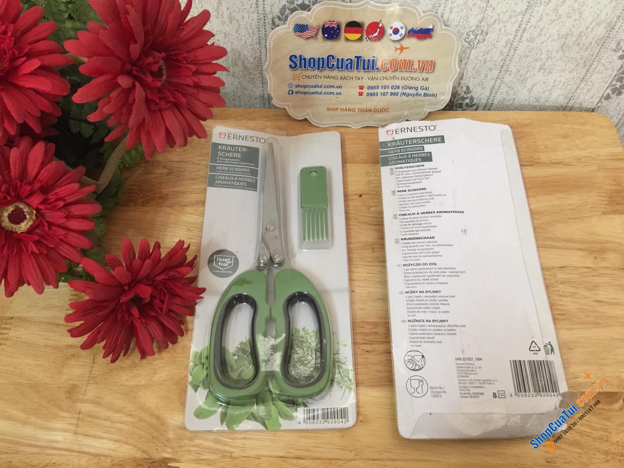 Kéo cắt vụn rau thơm, hành Ernesto 5 lưỡi dùng để cắt nhỏ hành, các loại rau thơm, gia vị khi nấu ăn.