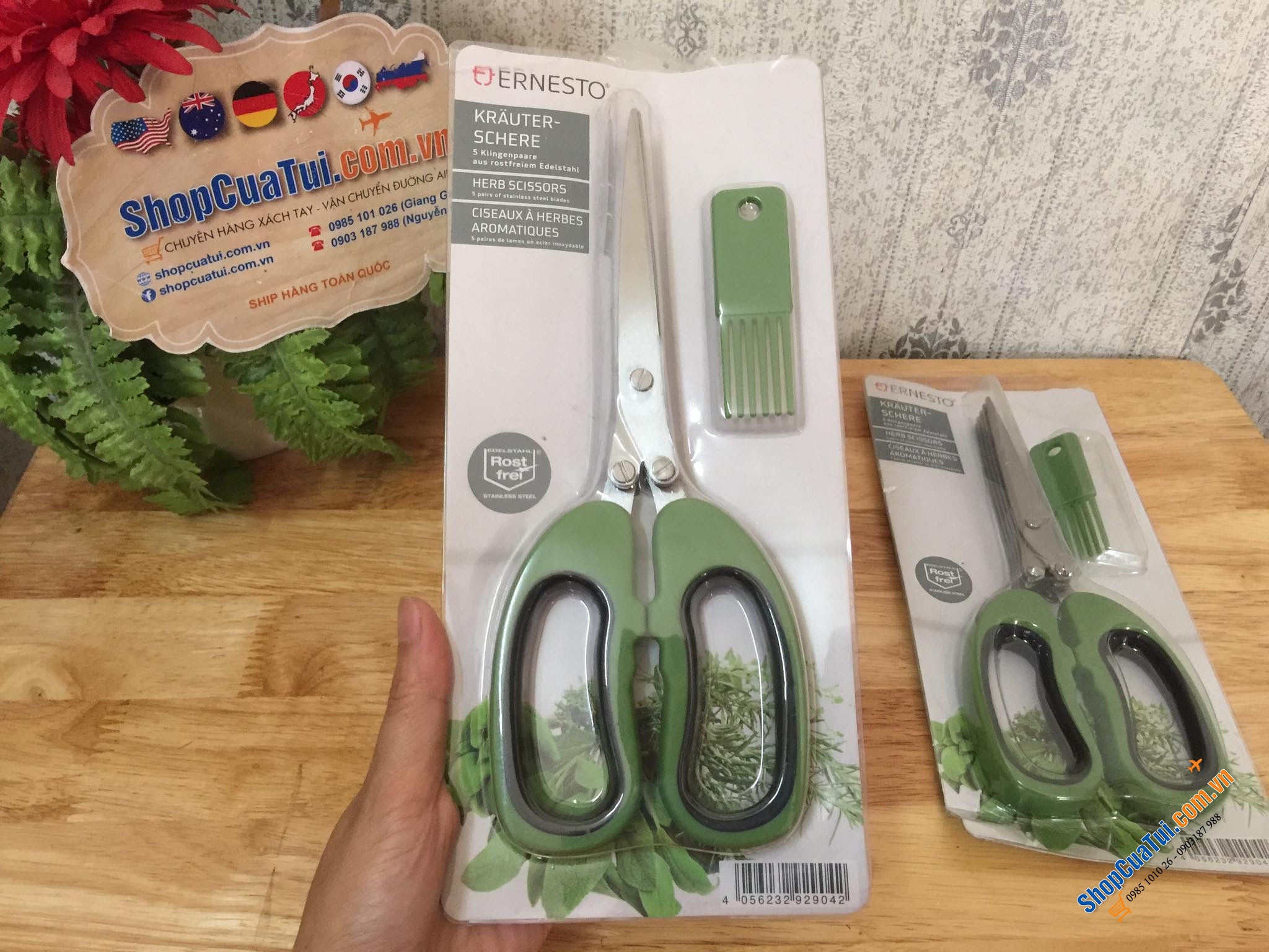Kéo cắt vụn rau thơm, hành Ernesto 5 lưỡi dùng để cắt nhỏ hành, các loại rau thơm, gia vị khi nấu ăn.
