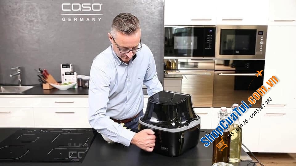 NỒI CHIÊN KHÔNG DẦU CASO AF400 - CỦA  ĐỨC chiên 1kg thực phẩm tương đương 3 lít - Tháo rời được phần maiso ở trên để vệ sinh vô cùng dễ dàng.