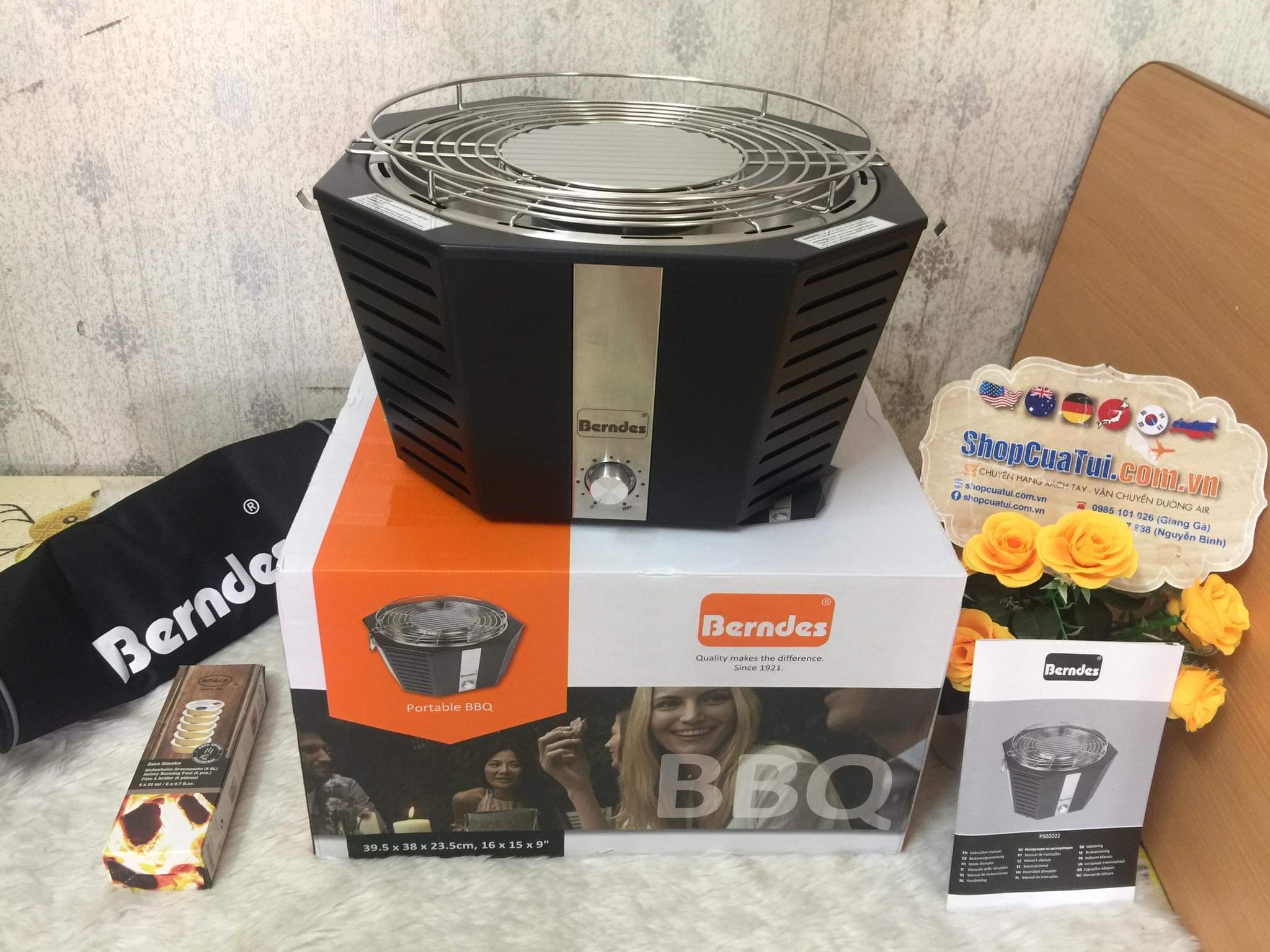 BẾP NƯỚNG THAN HOA ÍT KHÓI BERNDES - SỬ DỤNG TRONG NHÀ HOẶC BAN CÔNG/ VƯỜN.