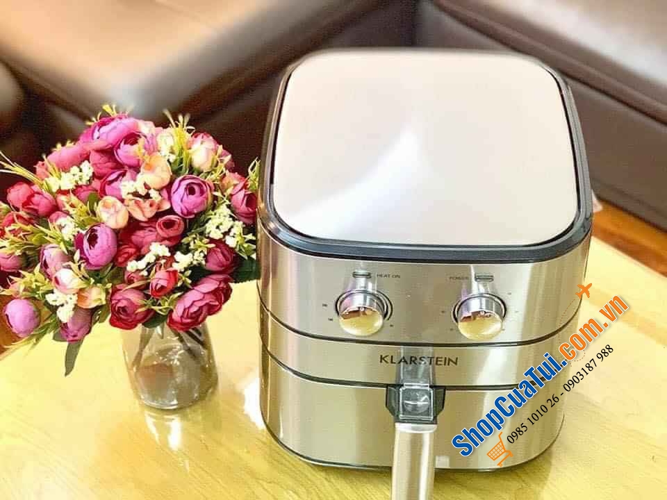 Nồi chiên không dầu Klarstein 5.4l, chiên được gà nguyên con 1-1.5kg thoải mái, bản cơ
