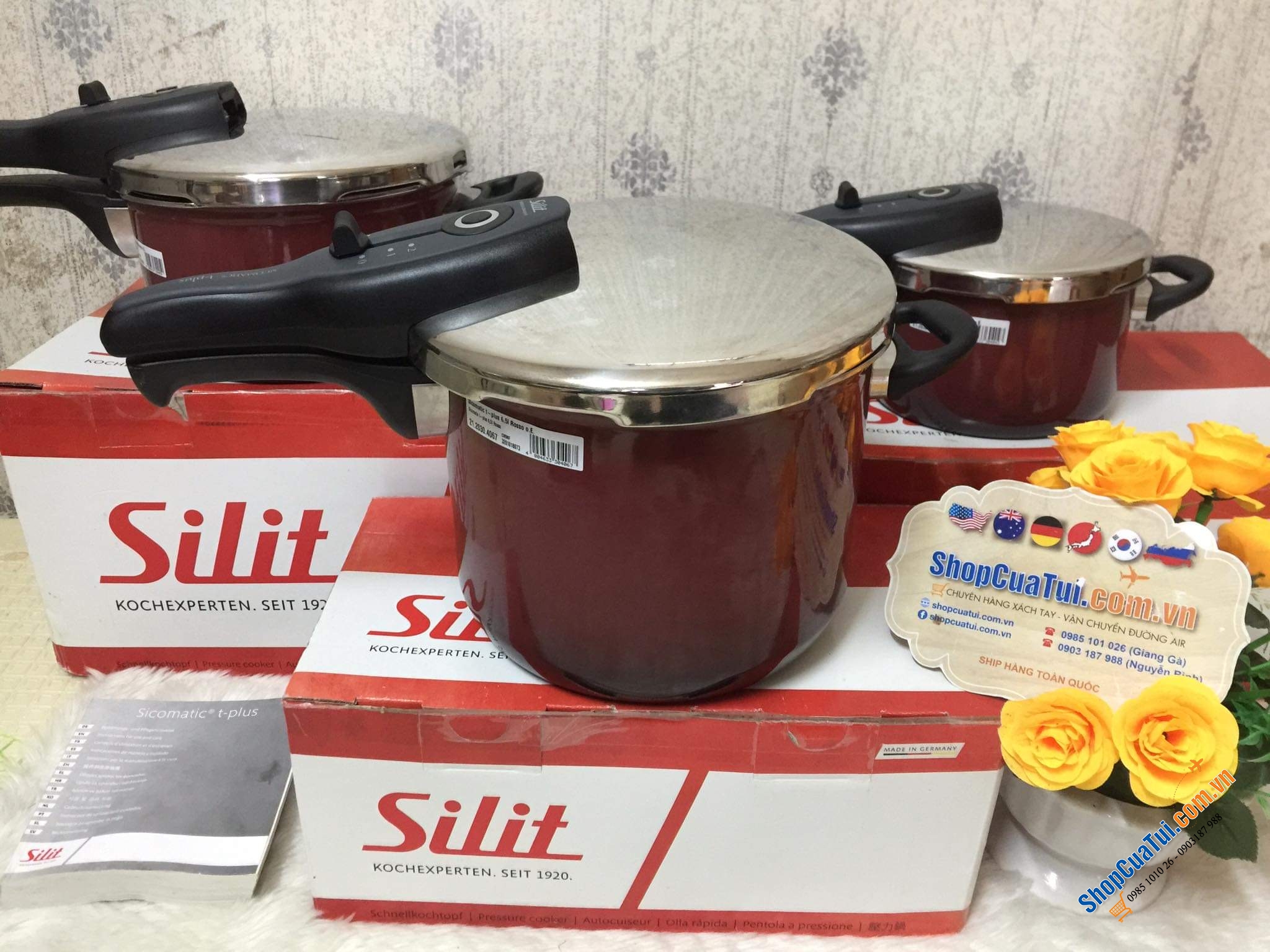 NỒI ÁP SUẤT CAO CẤP SILIT T PLUS MÀU ĐỎ RƯỢU SIÊU HIẾM 6,5 LÍT
