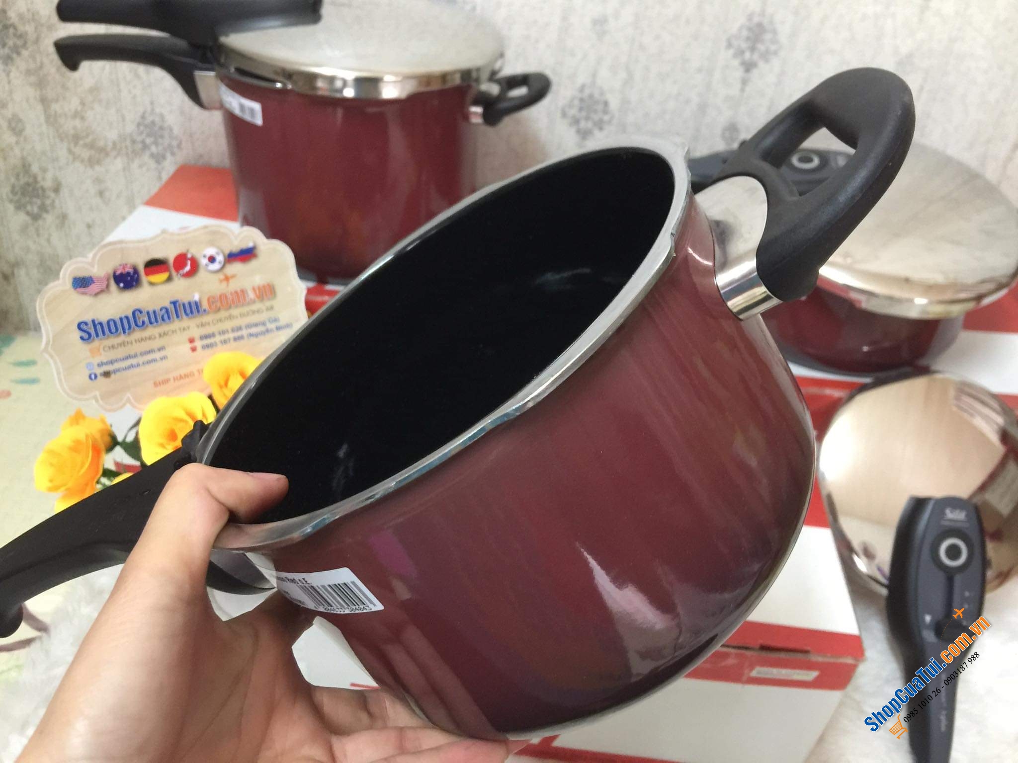 NỒI ÁP SUẤT CAO CẤP SILIT T PLUS MÀU ĐỎ RƯỢU SIÊU HIẾM 6,5 LÍT